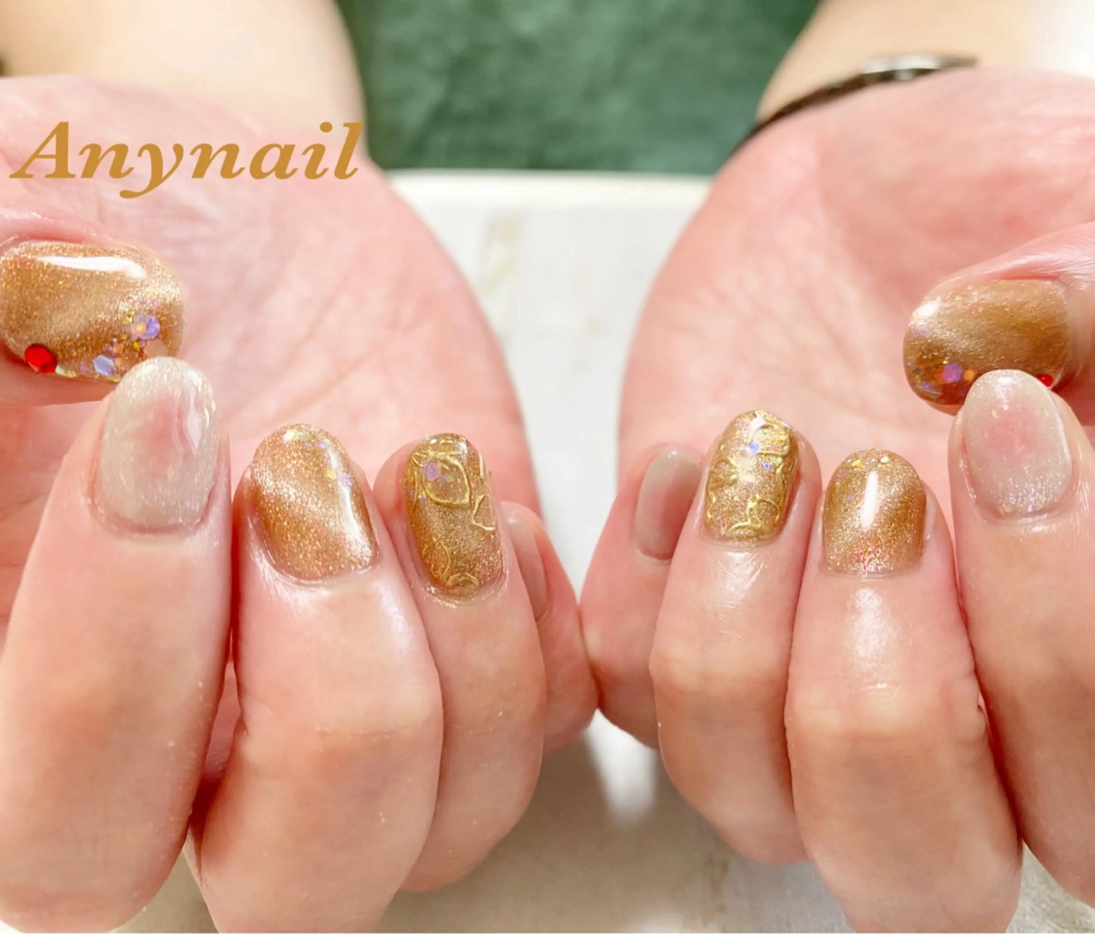 ネイル ブルー チークネイル マグネットネイル ハンドネイル 岩澤 恵子のネイルデザイン