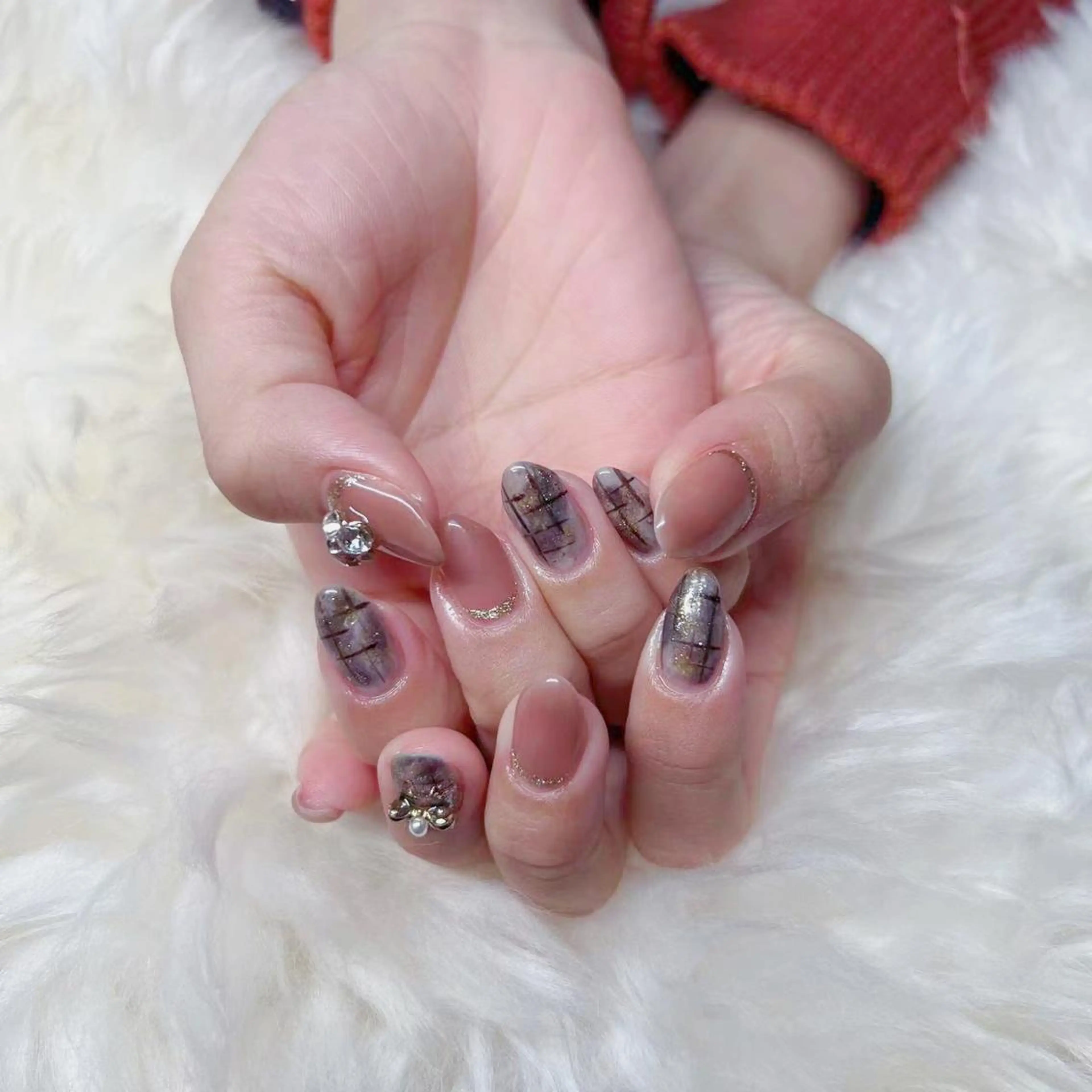 セミロング ハンドネイル ハンドケア 💜MIYA nail川崎店のネイルデザイン