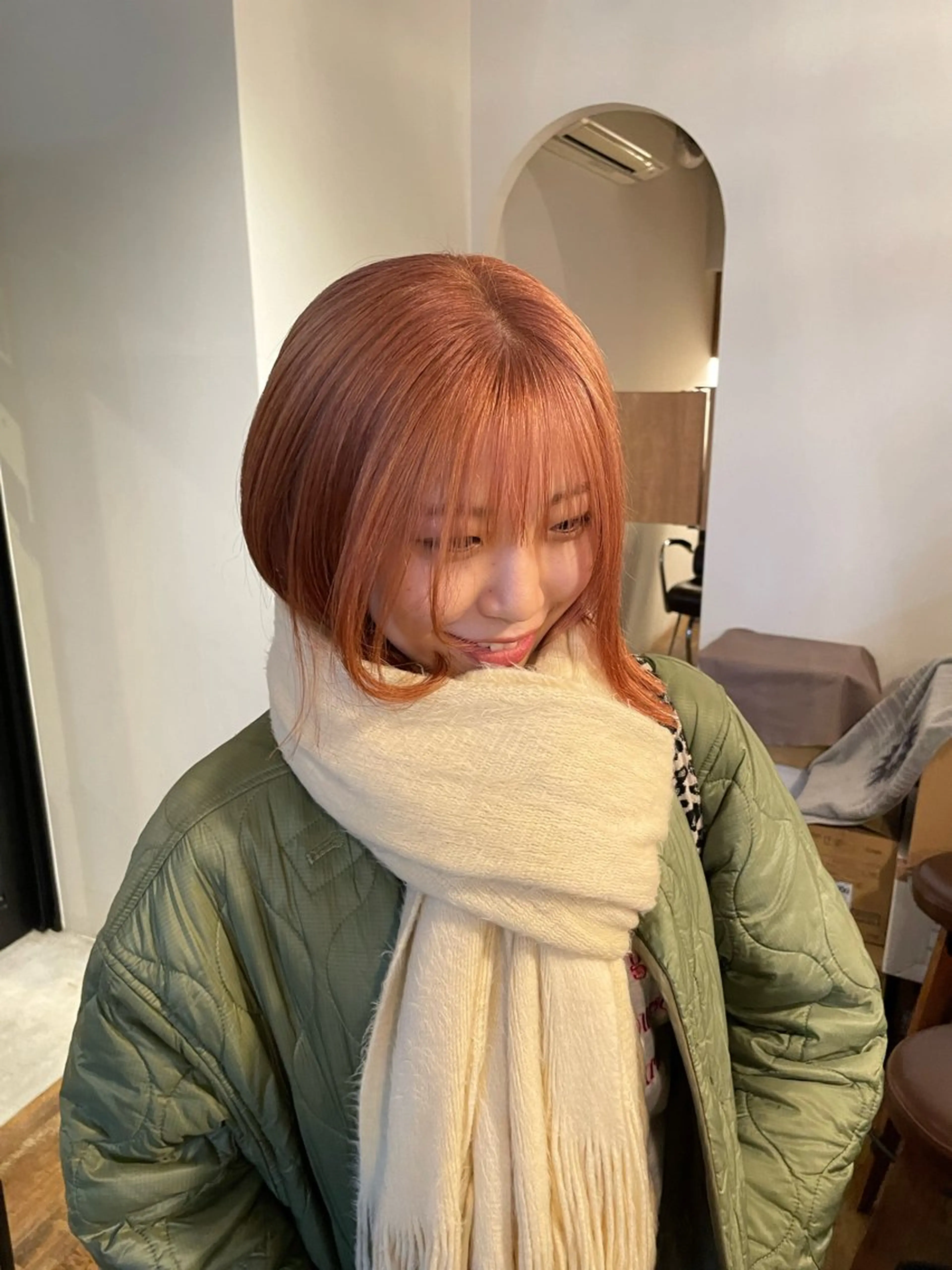 カラー ベージュカラー ピンクカラー ピンクベージュ loty hair design所属・Juri メンズカットパーマのヘアスタイル