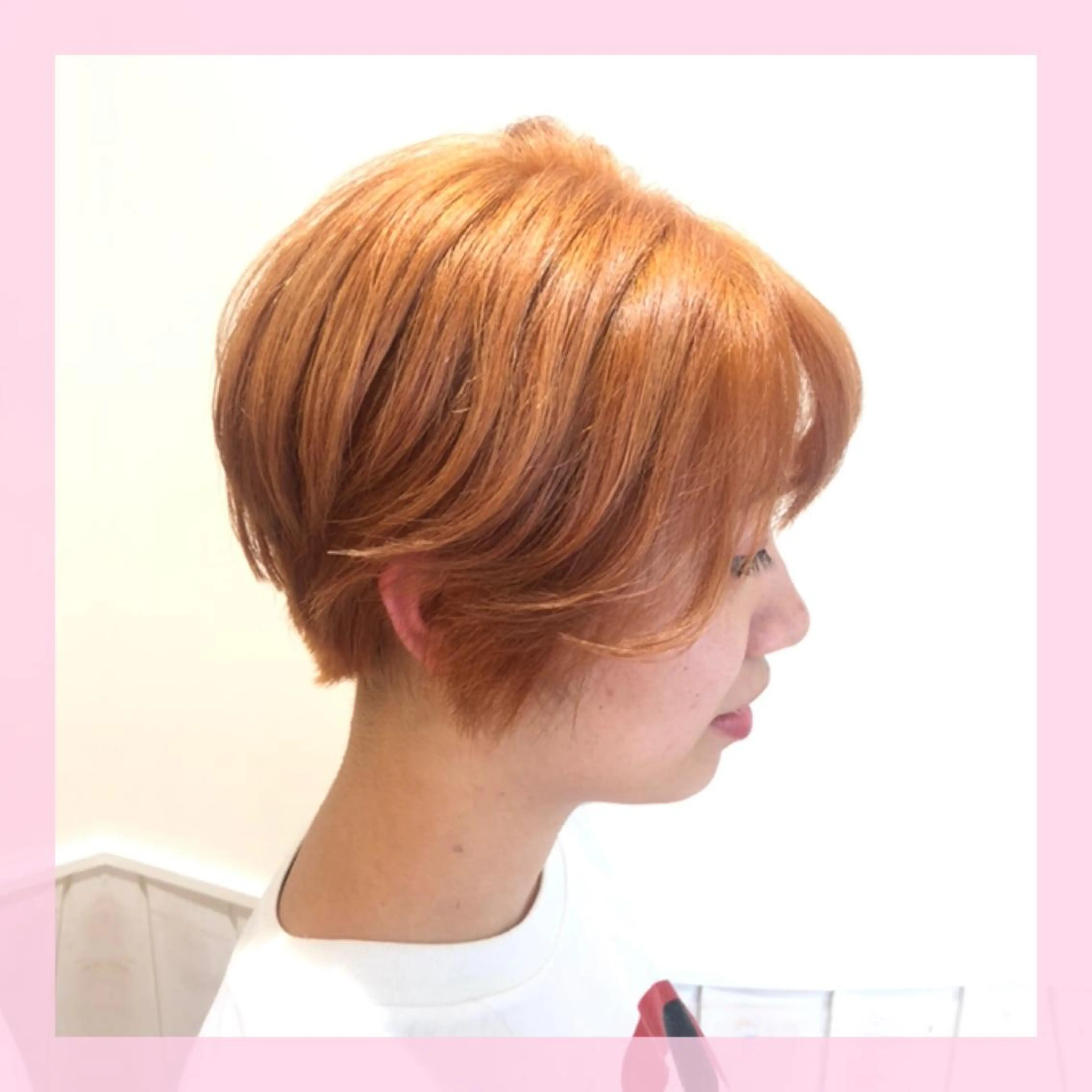 ショート カラー オレンジ オレンジピンク ピンクカラー カット ヘアカラー plum.所属・🍒前川 🍒のヘアスタイル