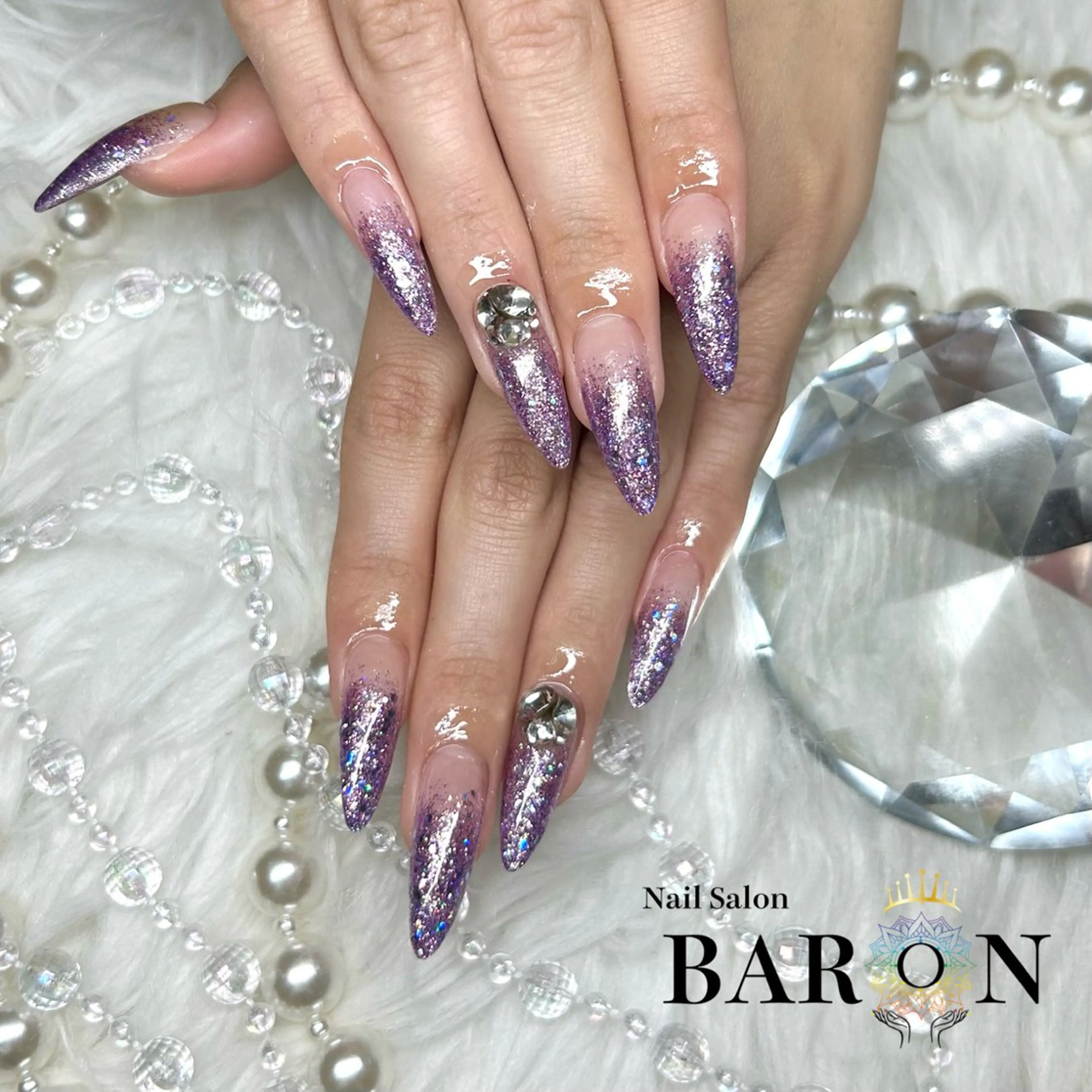 ネイル ラメ(グリッター) ラメグラデーション ハンドネイル ♛︎BARON♛︎ SUMIRE.のネイルデザイン