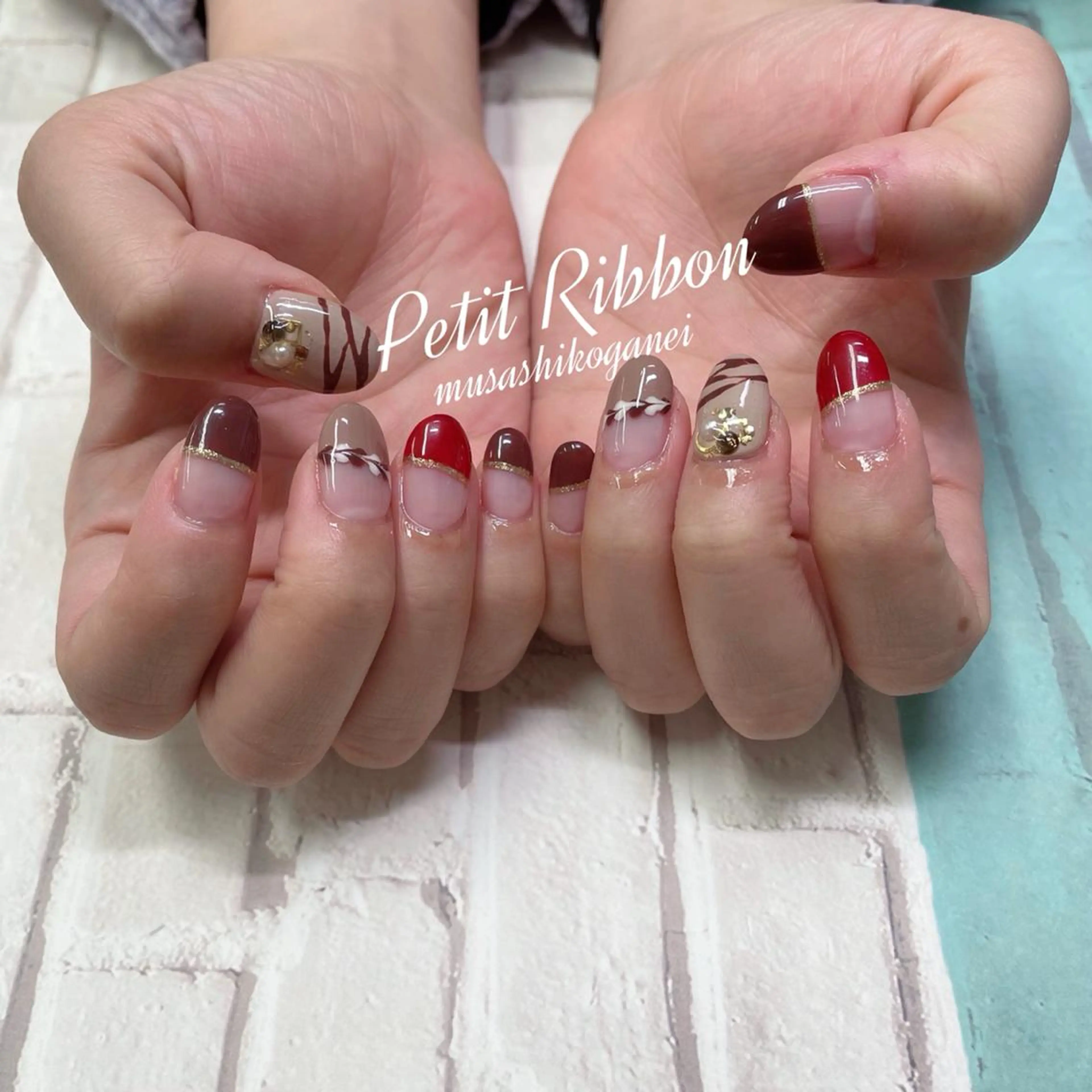 ネイル ハンドネイル ネイルPetit Ribbonのネイルデザイン