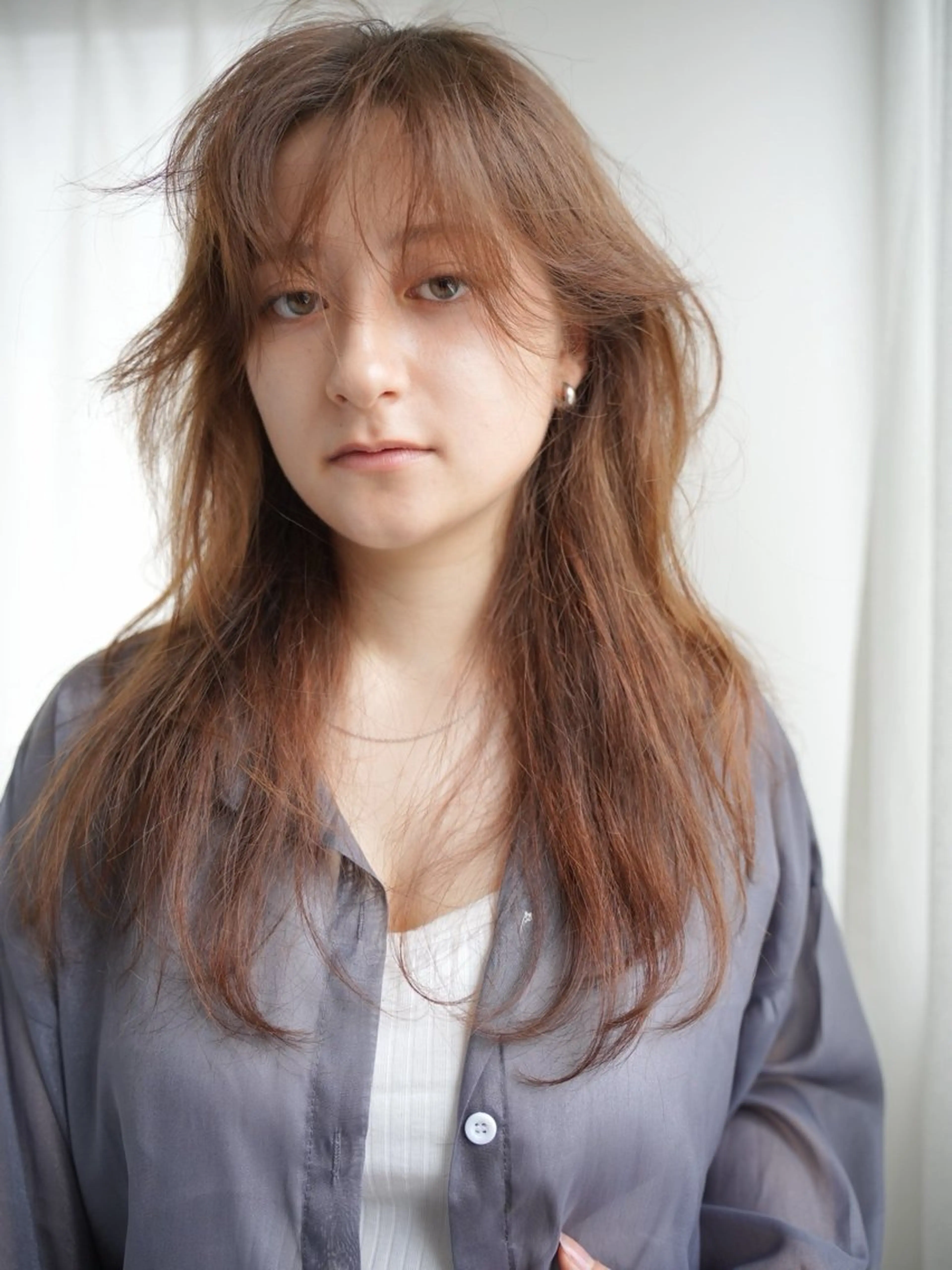 セミロング カット アレンジ/新宿 透明感カラー/ヤノのヘアスタイル