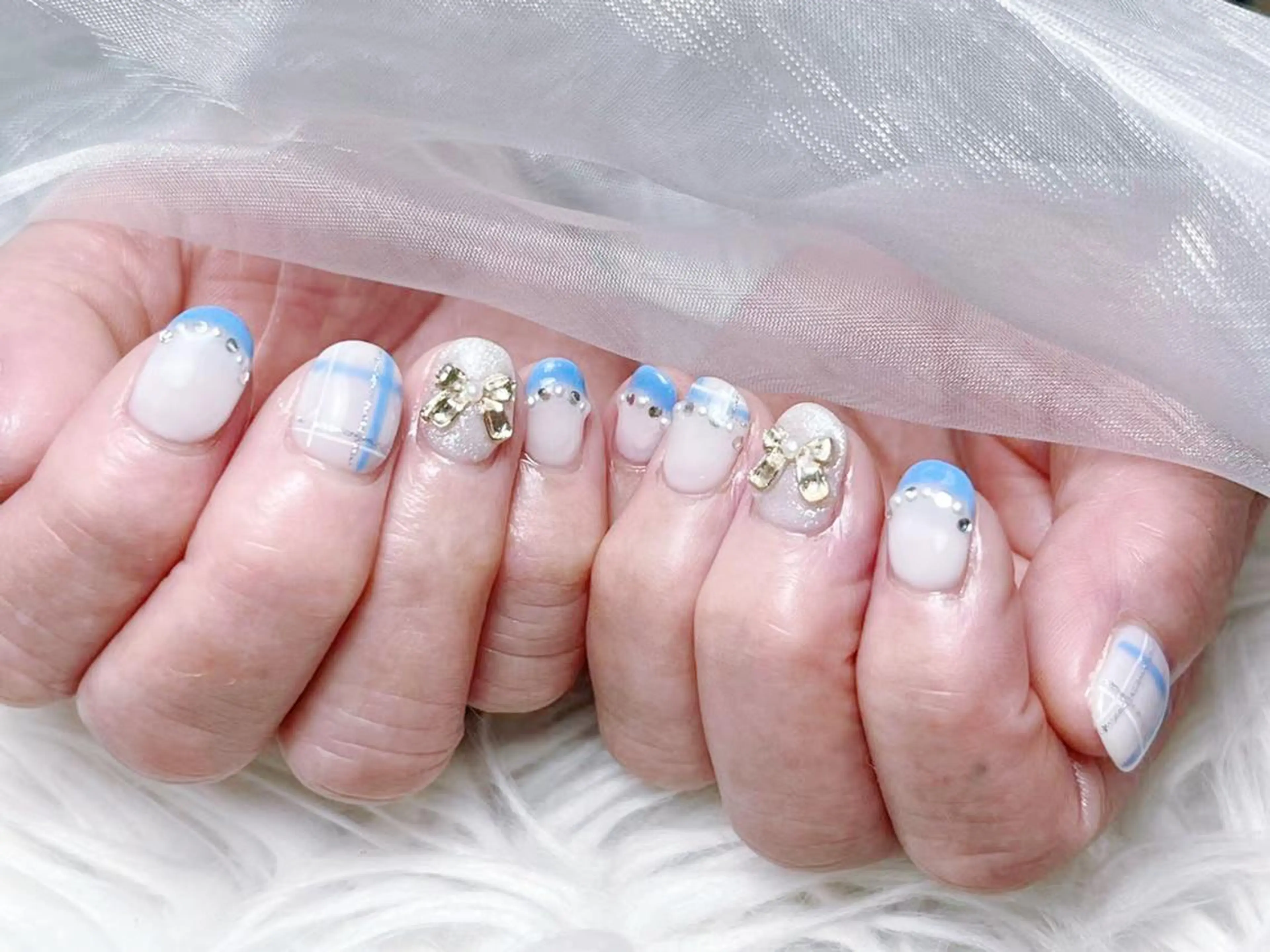 メンズ ネイル メンズ韓国風 アートネイル フレンチネイル ジェルネイル キラキラネイル Bloom kabukiのネイルデザイン