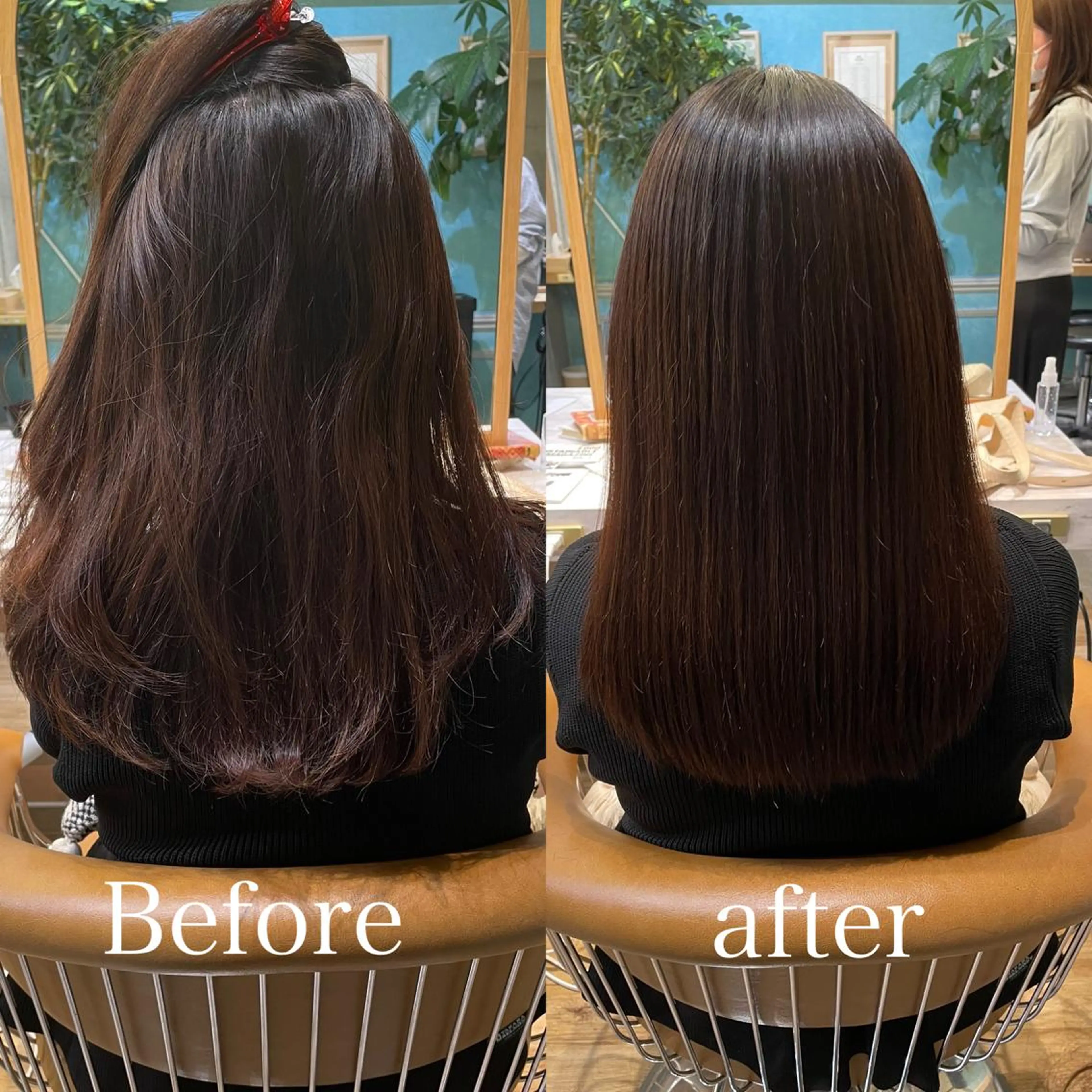 セミロング カット ヘアカラー 縮毛矯正 トリートメント 山本翔一郎 韓国顔周りレイヤーのヘアスタイル