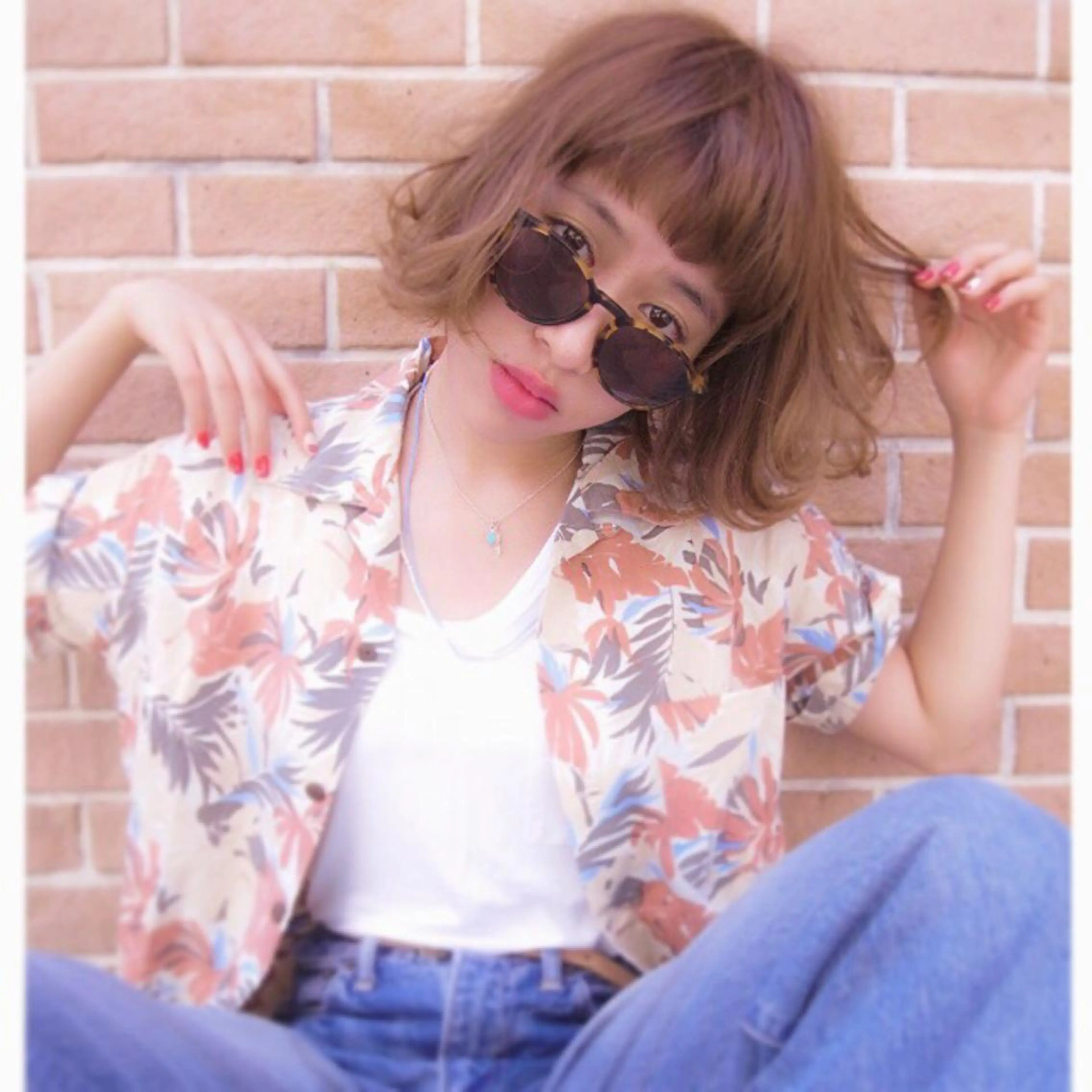 ショート ミディアム カラー ベージュカラー グラデーションカラー ハイライトカラー ハイライト 北條 優輝のヘアスタイル