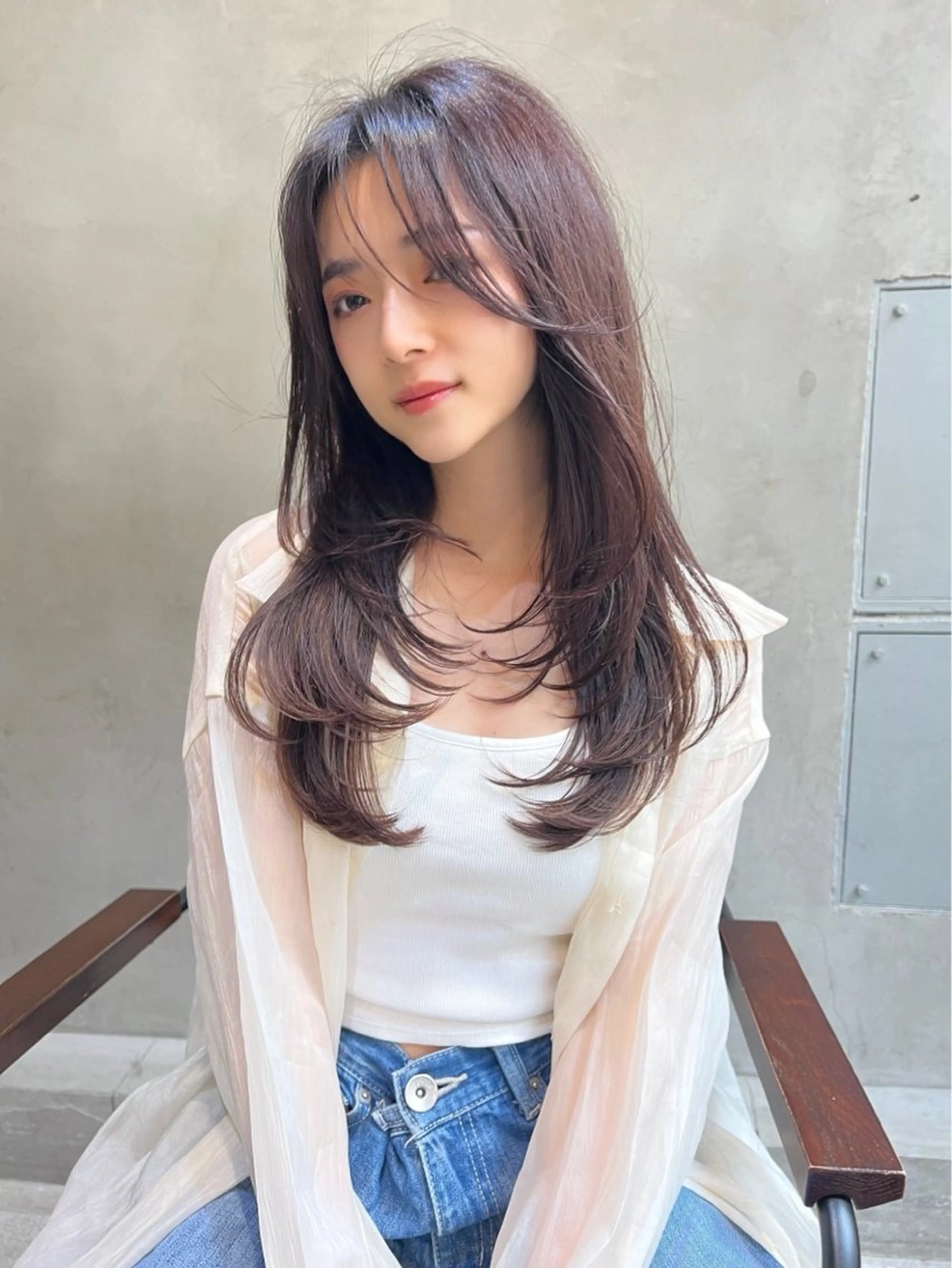 ロング カラー 韓国風ヘア レイヤーカット MUSASHI ブリーチカラー◎のヘアスタイル