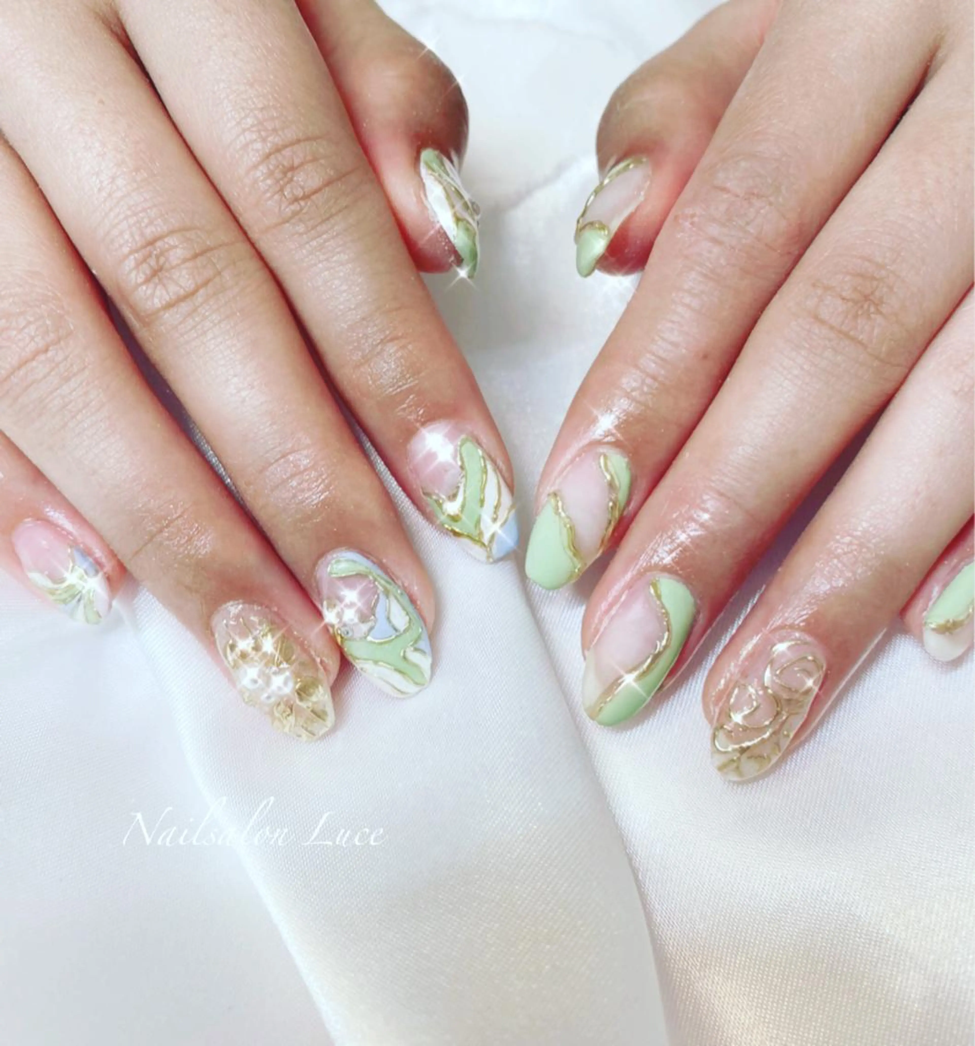 ネイル ジェルネイル マットネイル ミラーネイル ワンカラーネイル ピスタチオネイル ネイル& 脱毛サロン　Lのマツエク・マツパデザイン