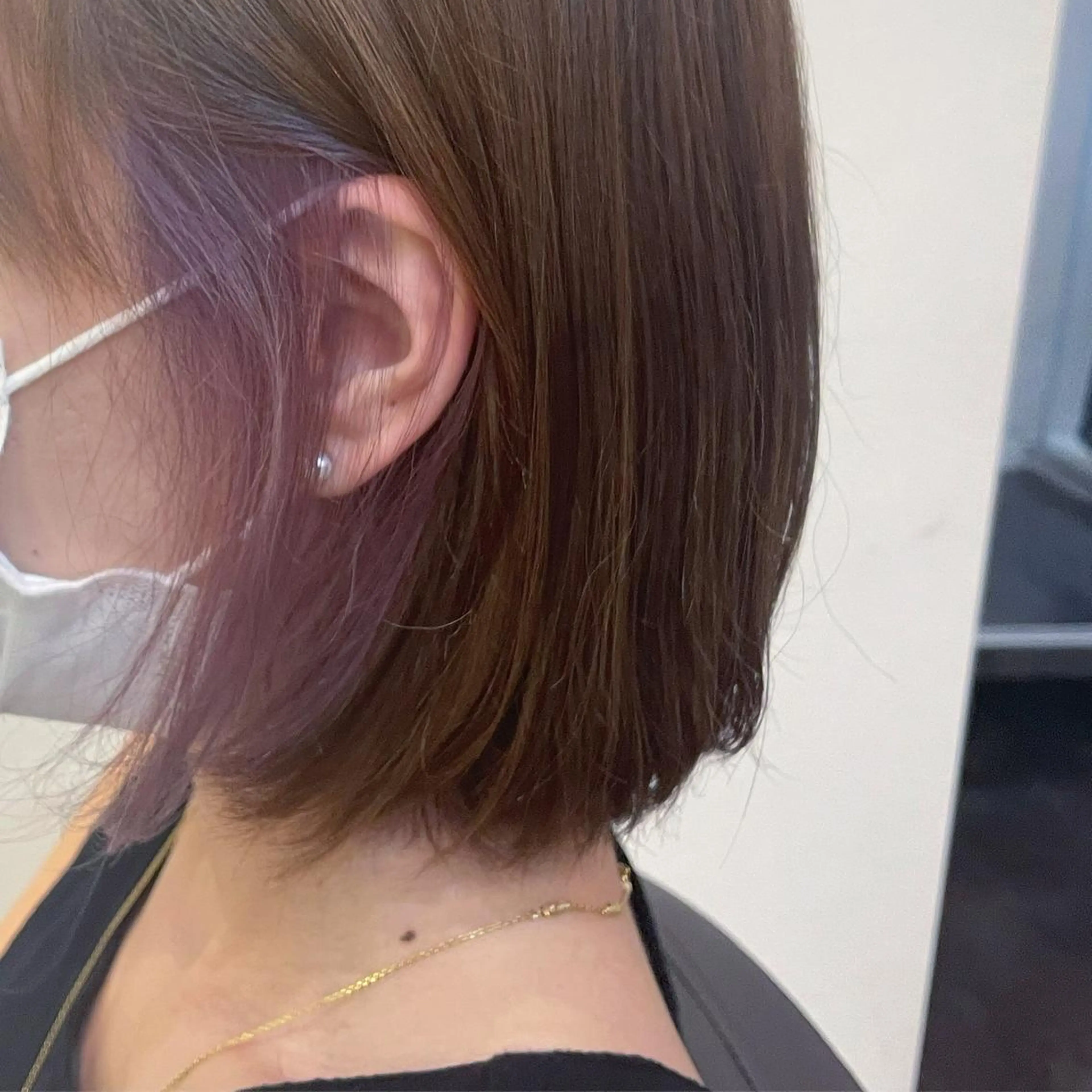 カラー ブラウンカラー イヤリングカラー ラベンダーカラー ヘアカラー 夏井 沙織のヘアスタイル