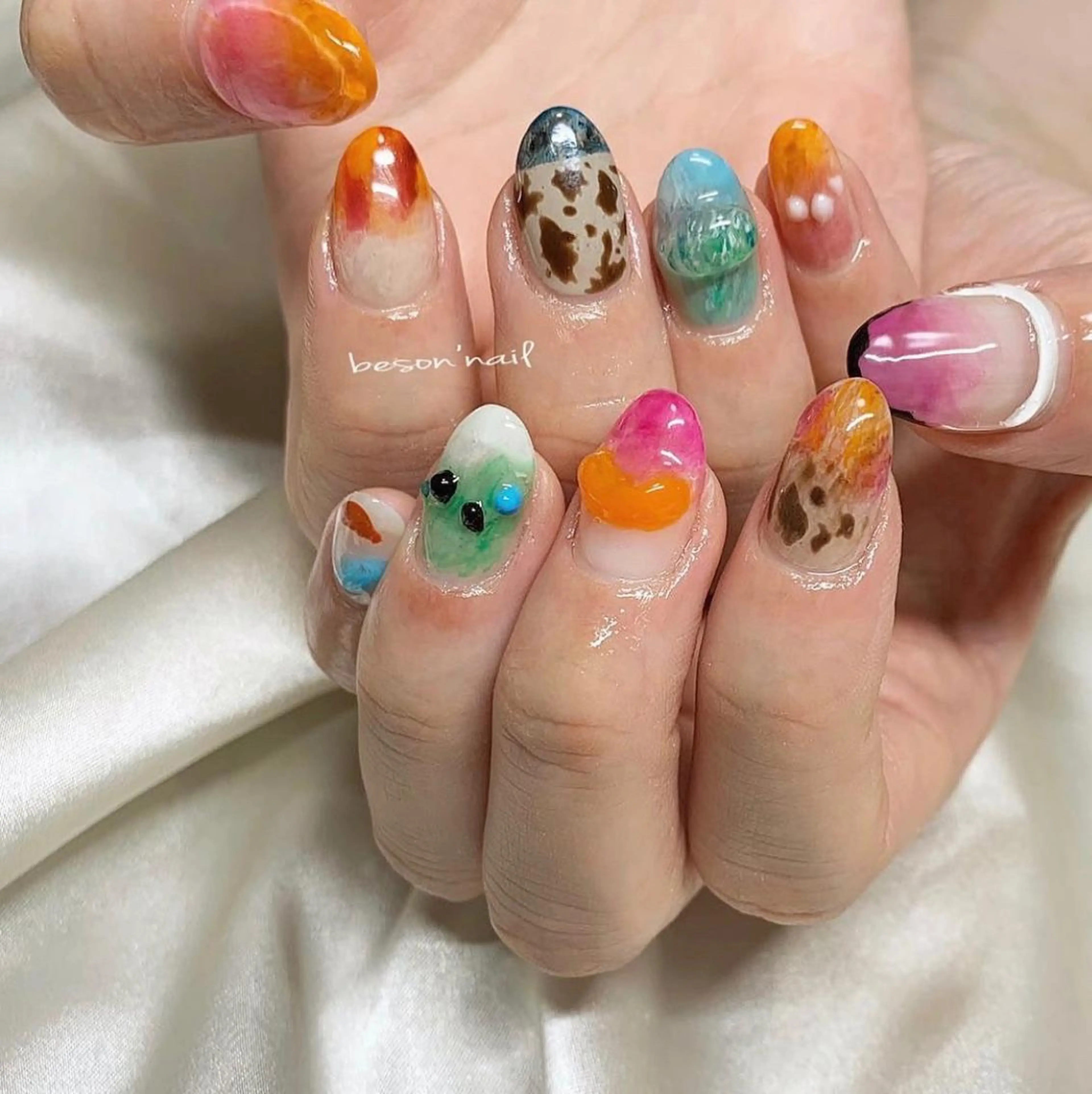 ネイル アニマル柄 ハンドネイル 𝐅𝐢𝐢【本町/ ネイル】Miho💜のネイルデザイン