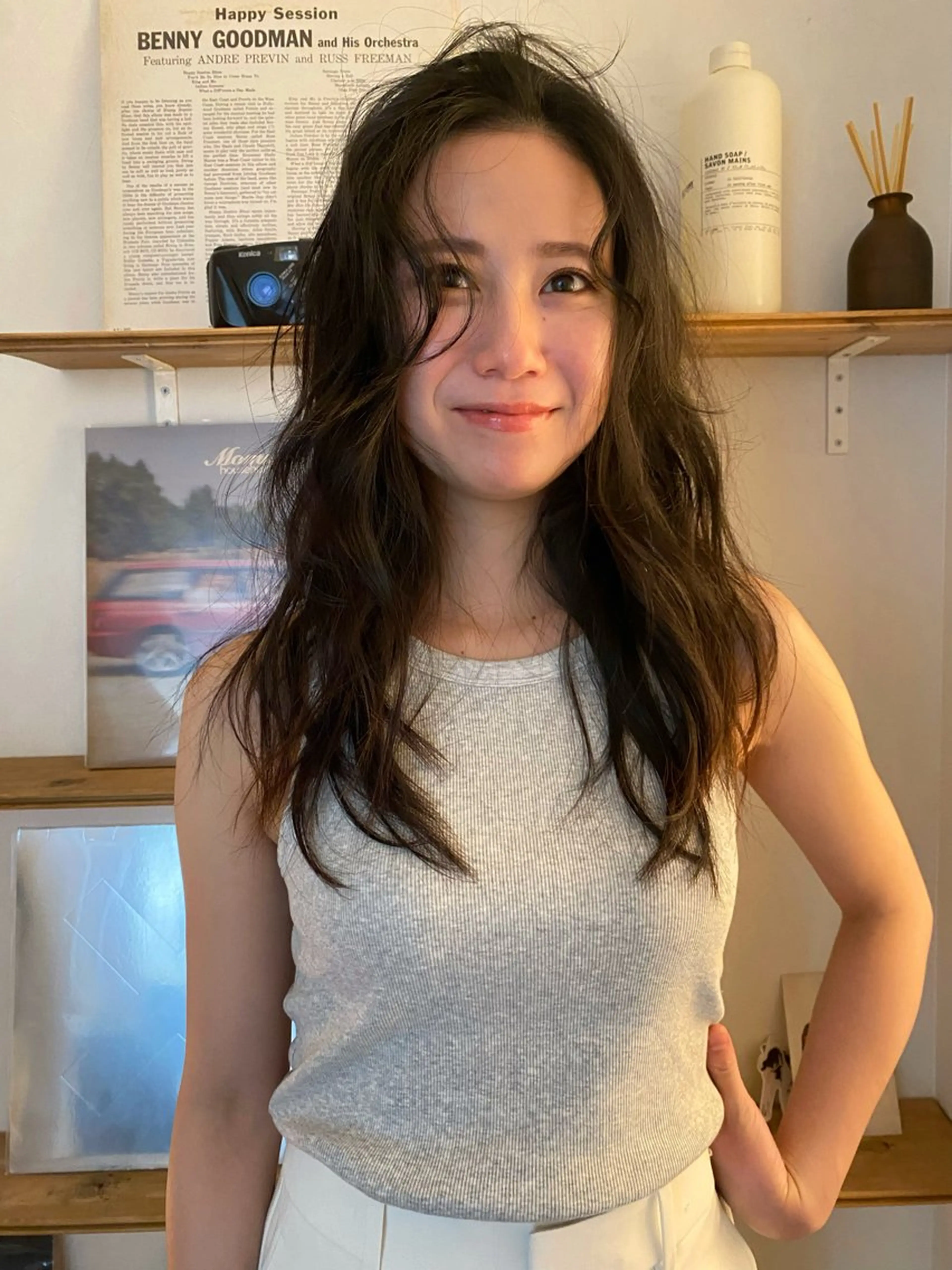 セミロング カラー 森貴裕/ベージュ/ パーマ/オリーブのヘアスタイル