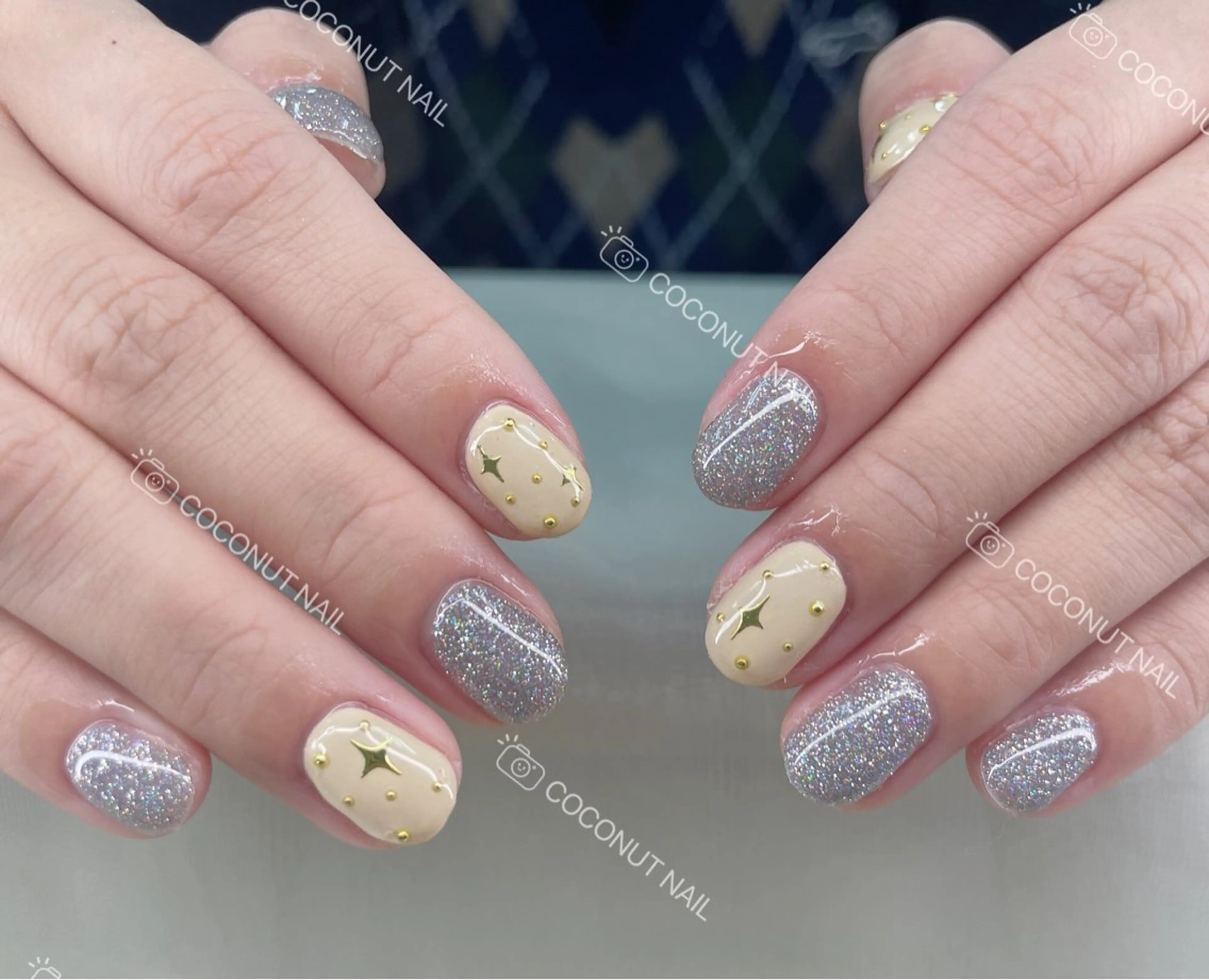 ネイル べっ甲ネイル フレンチネイル キラキラネイル マグネットネイル 大理石ネイル(マーブル) ハンドネイル 神田 ココナッツのネイルデザイン