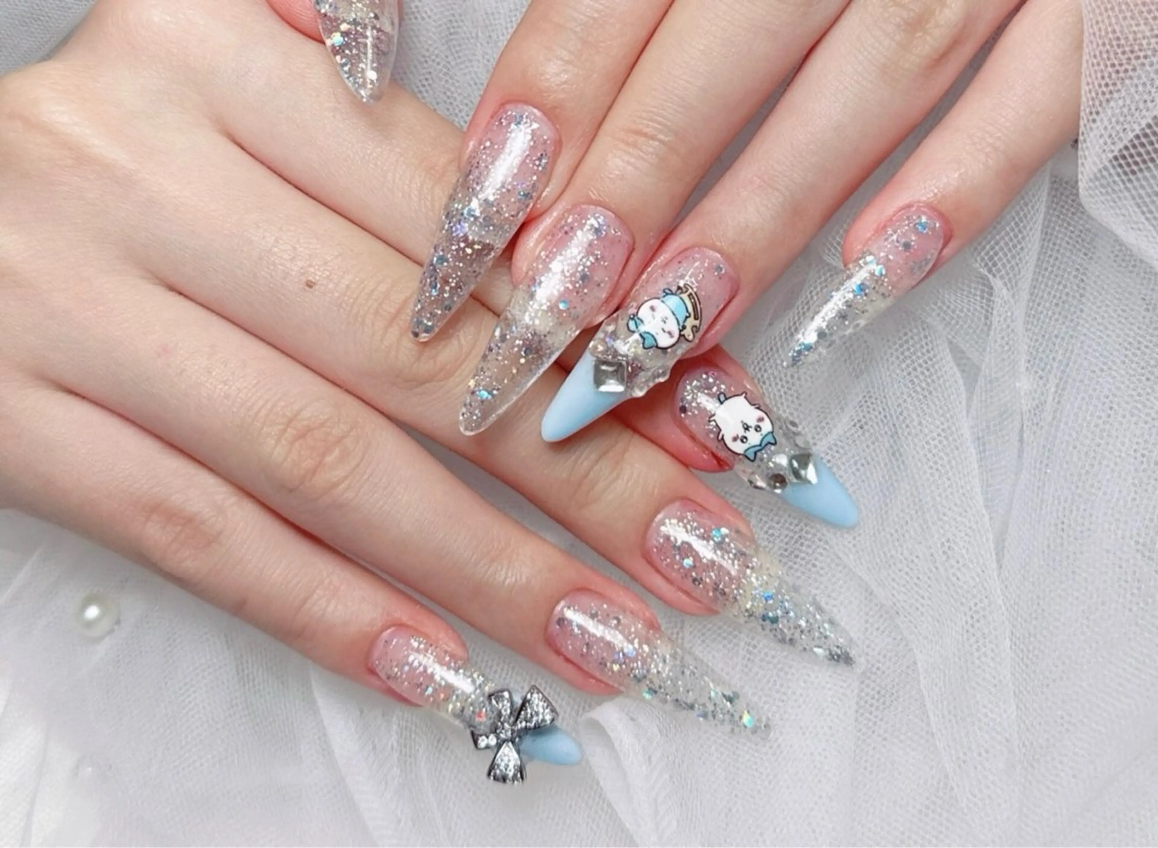 ネイル アートネイル オーロラネイル 長さ出し フラッシュネイル フットネイル ハンドネイル ╹◡╹Mimoミモ ネイルサロンのネイルデザイン