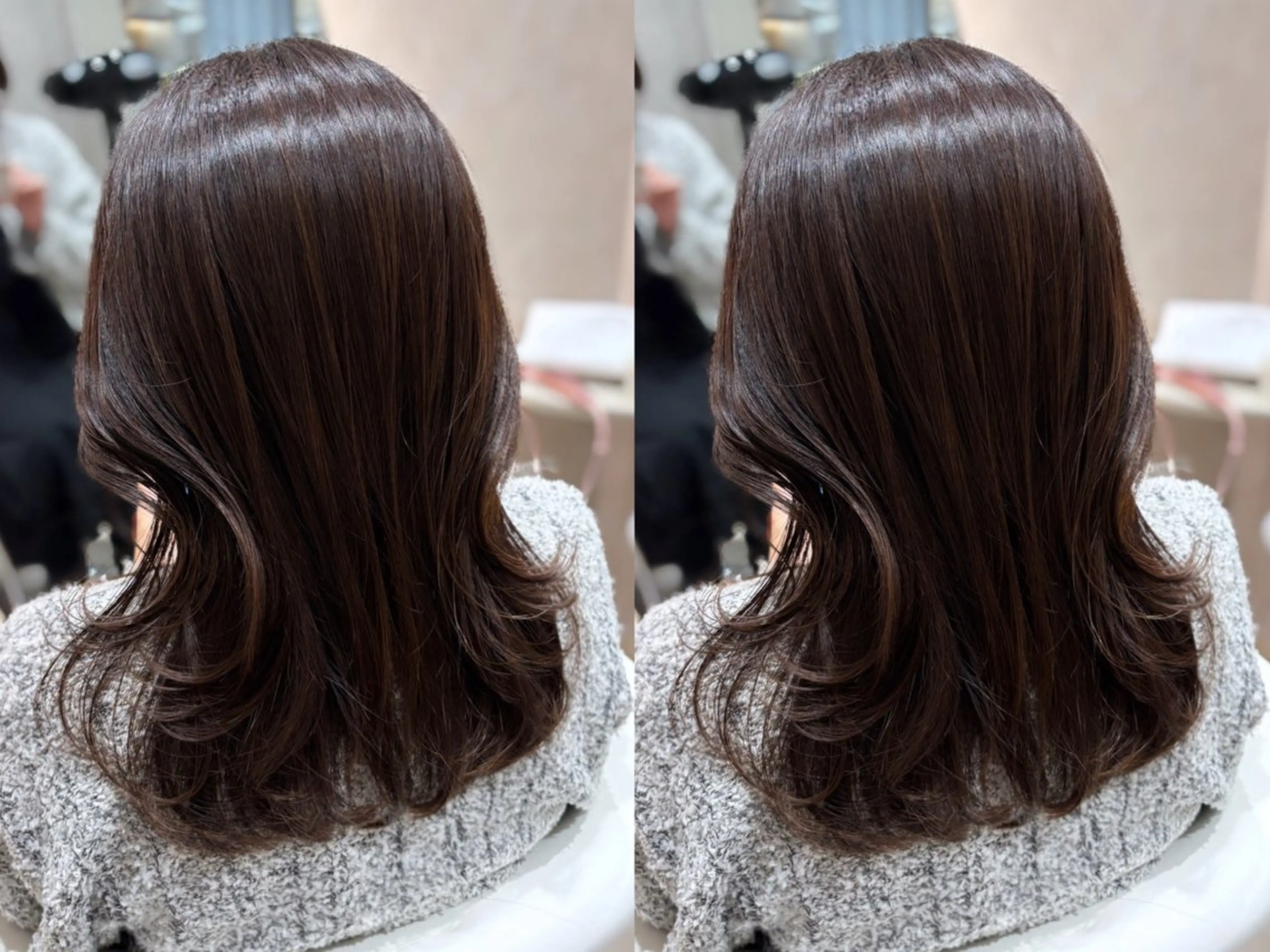 セミロング カット ヘアカラー トリートメント 上品♡韓国レイヤー ‎🤍のの‎🤍のヘアスタイル