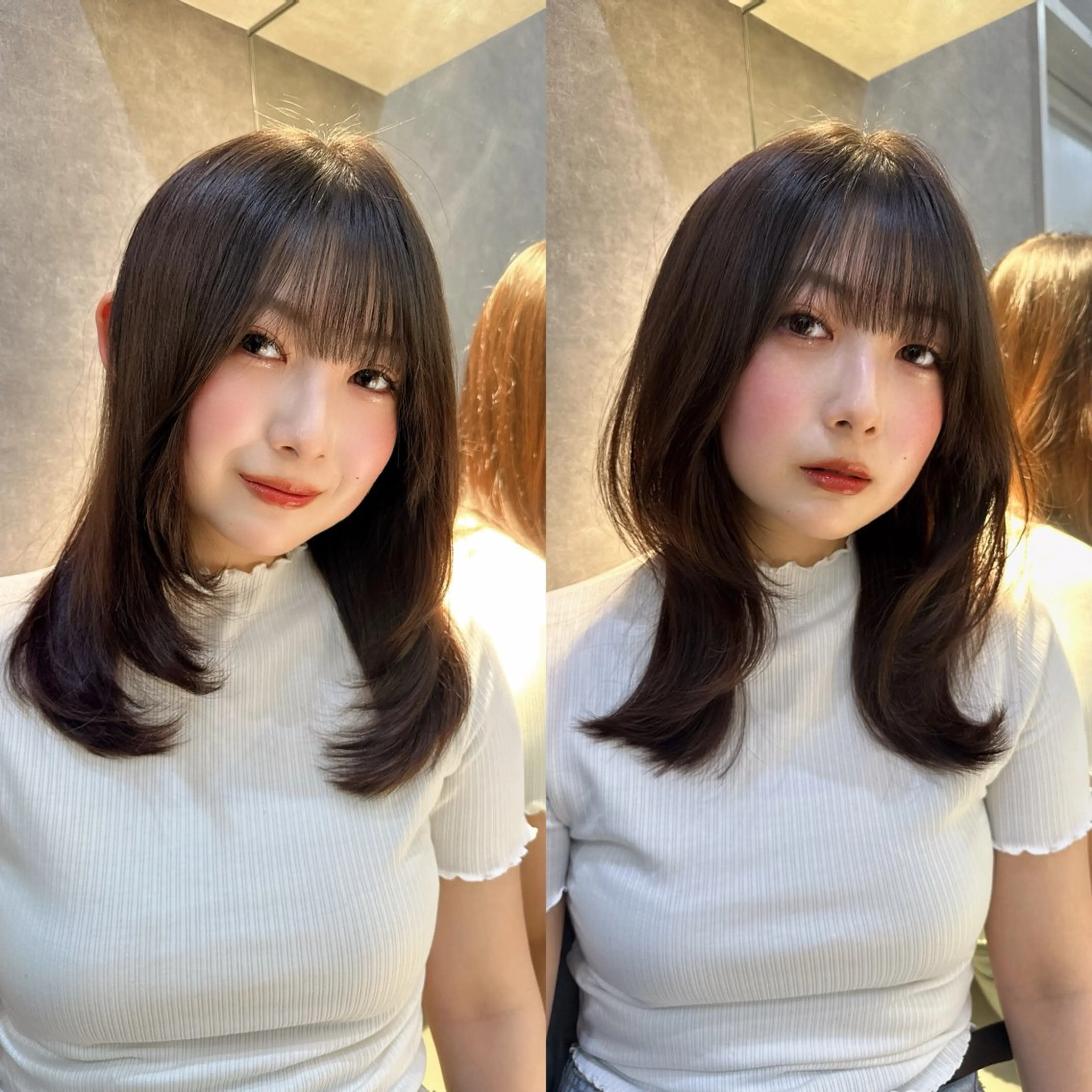 ミディアム カラー ミディアムレイヤー くびれヘア レイヤーカット カット トリートメント 🇰🇷韓国ヘア/ レイヤー/まさ❣️のヘアスタイル