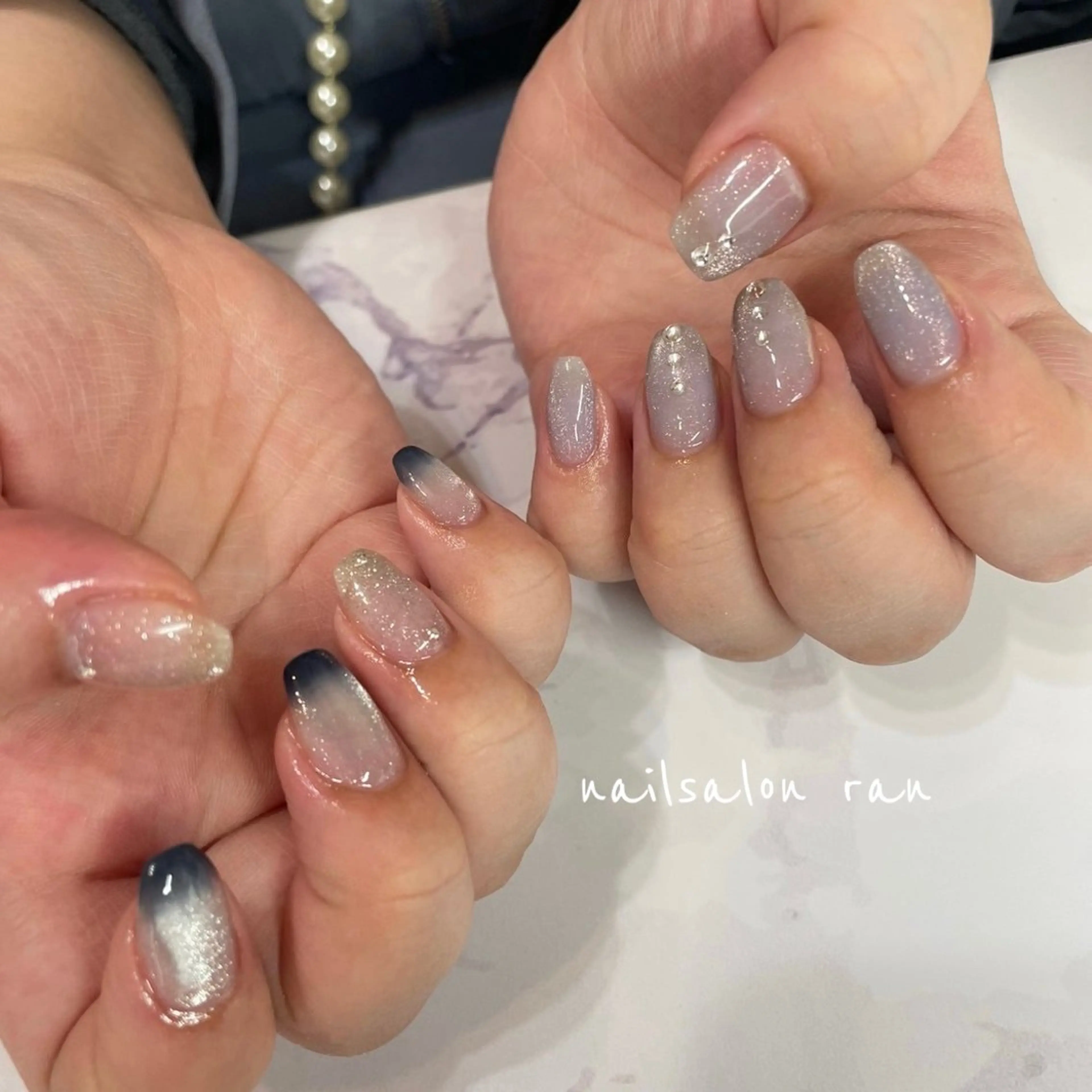 ネイル フラッシュネイル キラキラネイル マグネットネイル ハンドネイル ハンドケア nailsalon ranのネイルデザイン