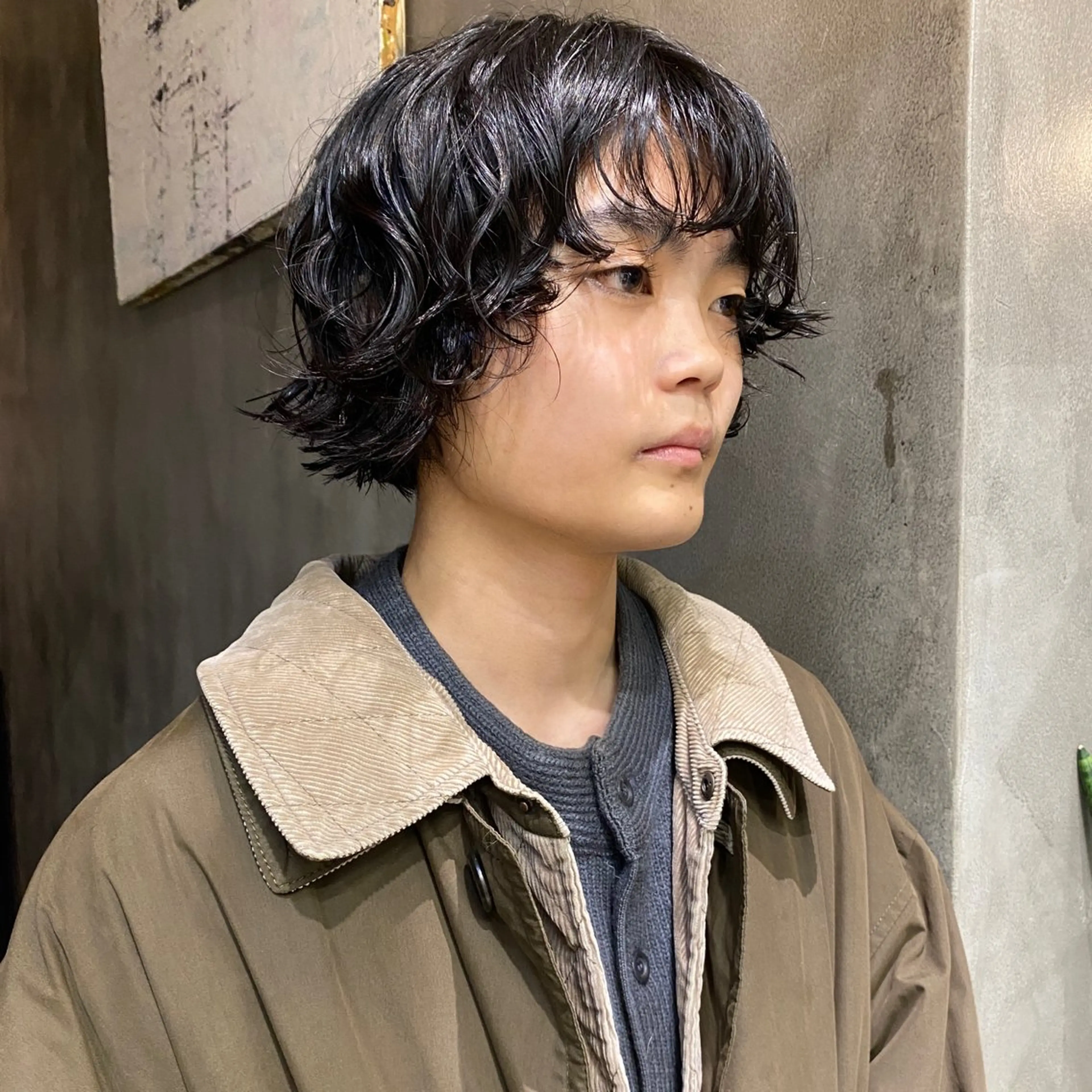 ミディアム パーマ メンズ ミディアムパーマ メンズパーマ ボブ カット パーマ トリートメント ニュアンスデザイン/ SHOUTOのヘアスタイル