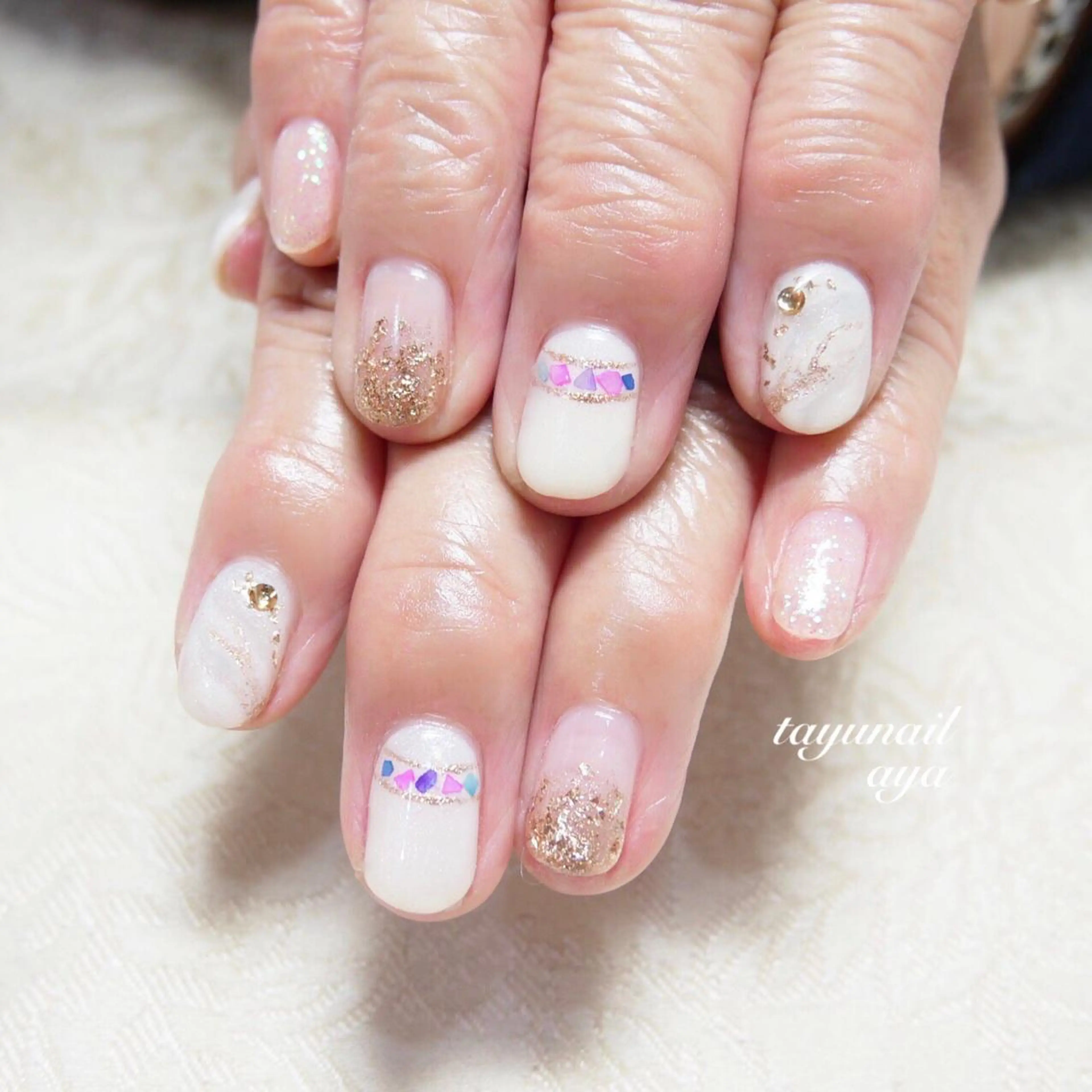 ネイル アートネイル ブルー 春ネイル ホワイト 冬ネイル ネイルサロン・ネイルスクール　たゆnail所属・ネイルサロン 【たゆnail】のネイルデザイン
