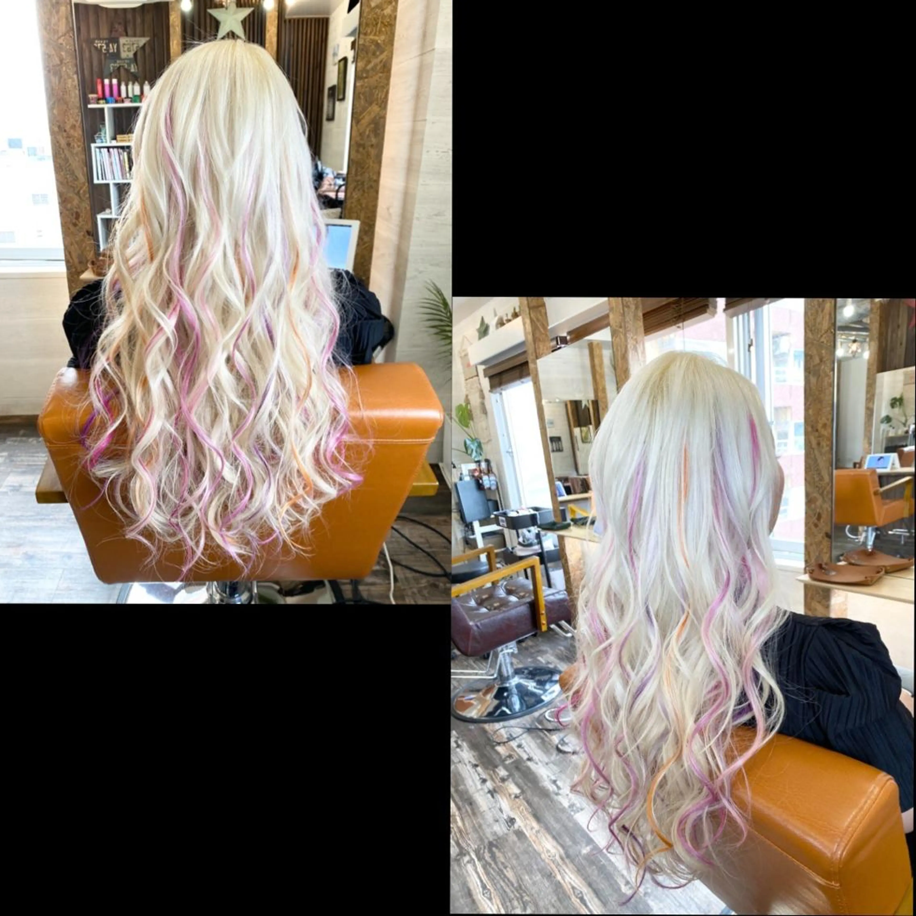 ロング カラー エクステ ✯カラー&編み込み エクステ✯池田智博✯のヘアスタイル