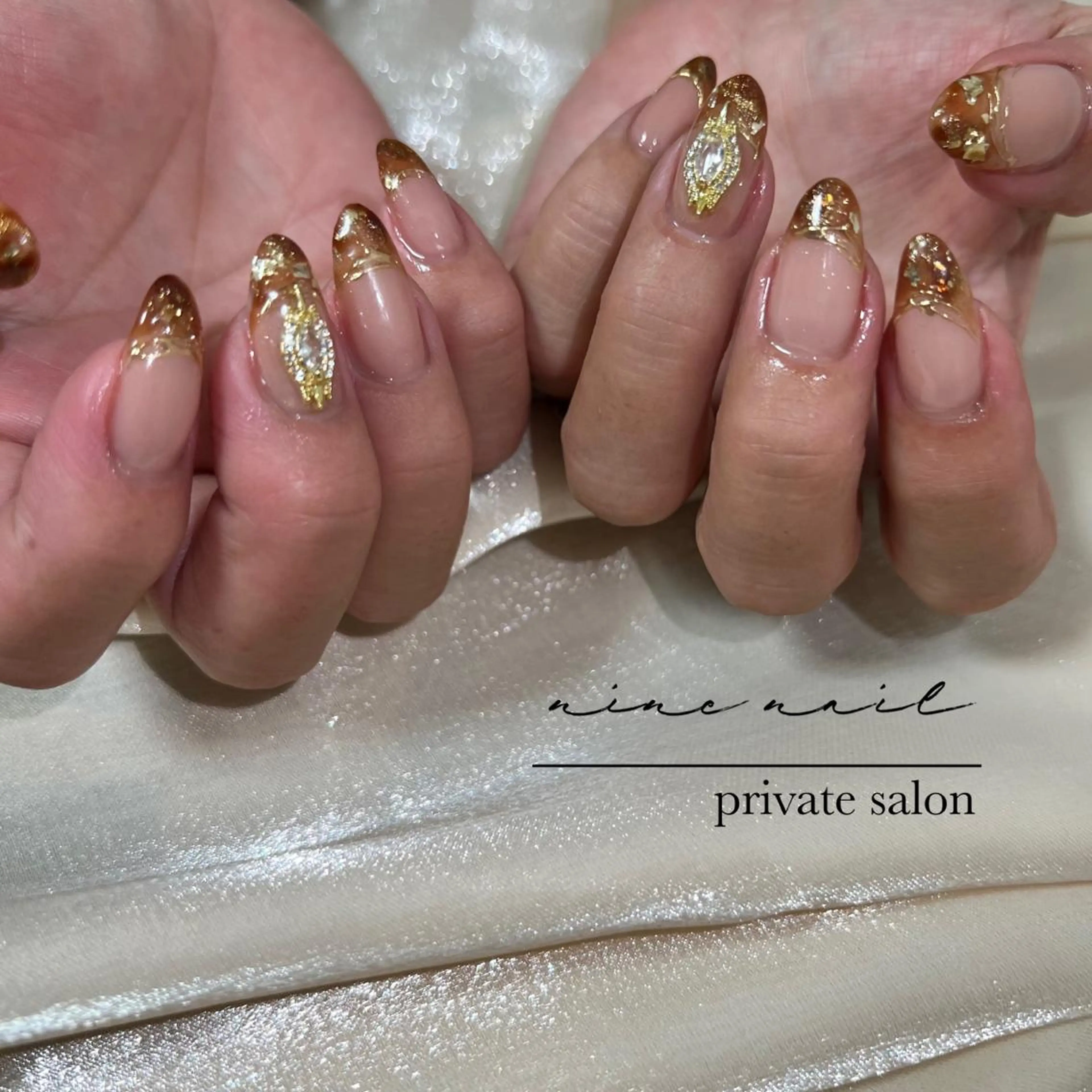 ネイル べっ甲ネイル フレンチネイル nine nailのネイルデザイン