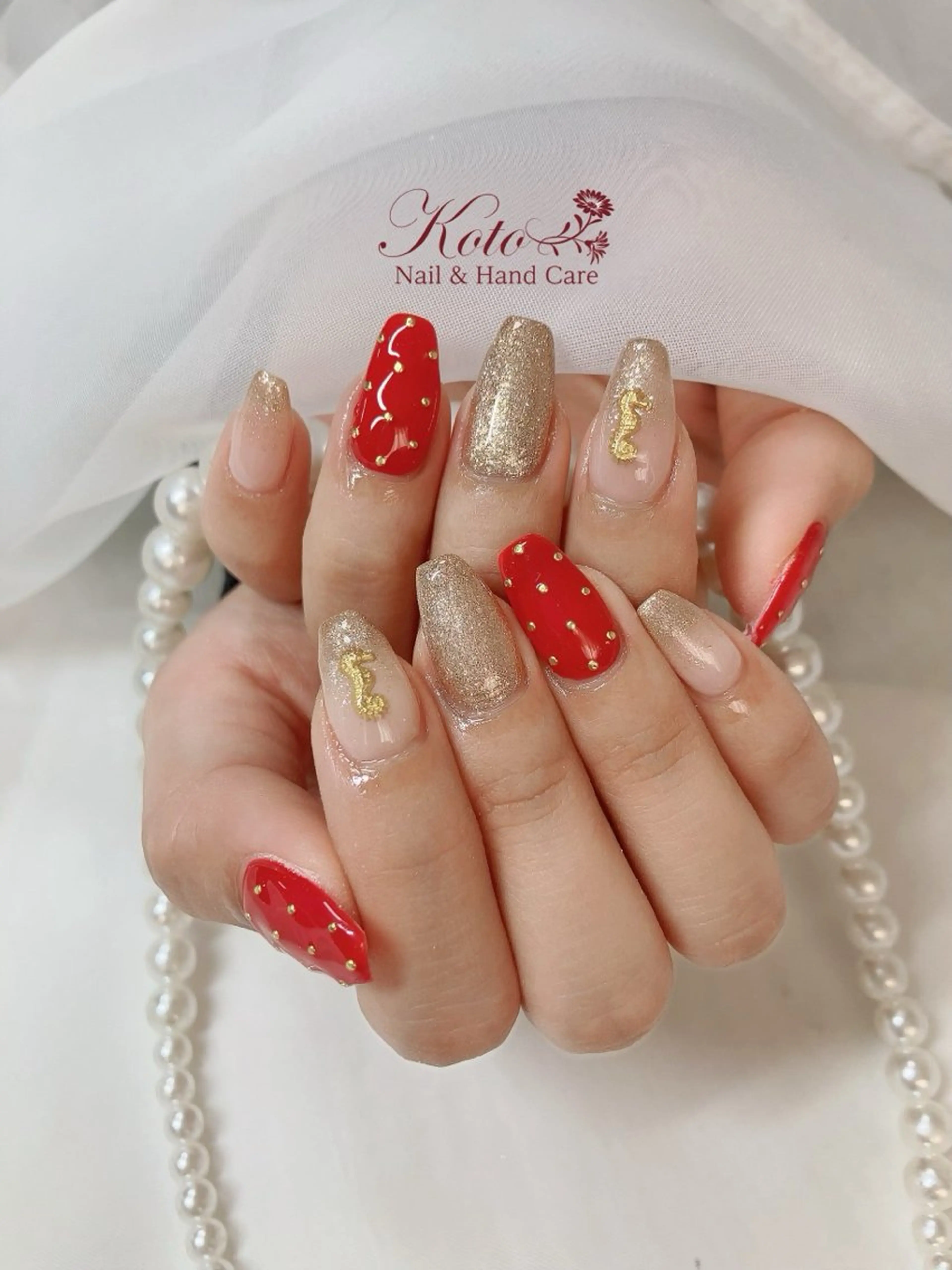 ネイル 長さ出し ジェルネイル 持ち込み ニュアンスネイル 赤色 ハンドネイル Nail Salon KOTOのネイルデザイン