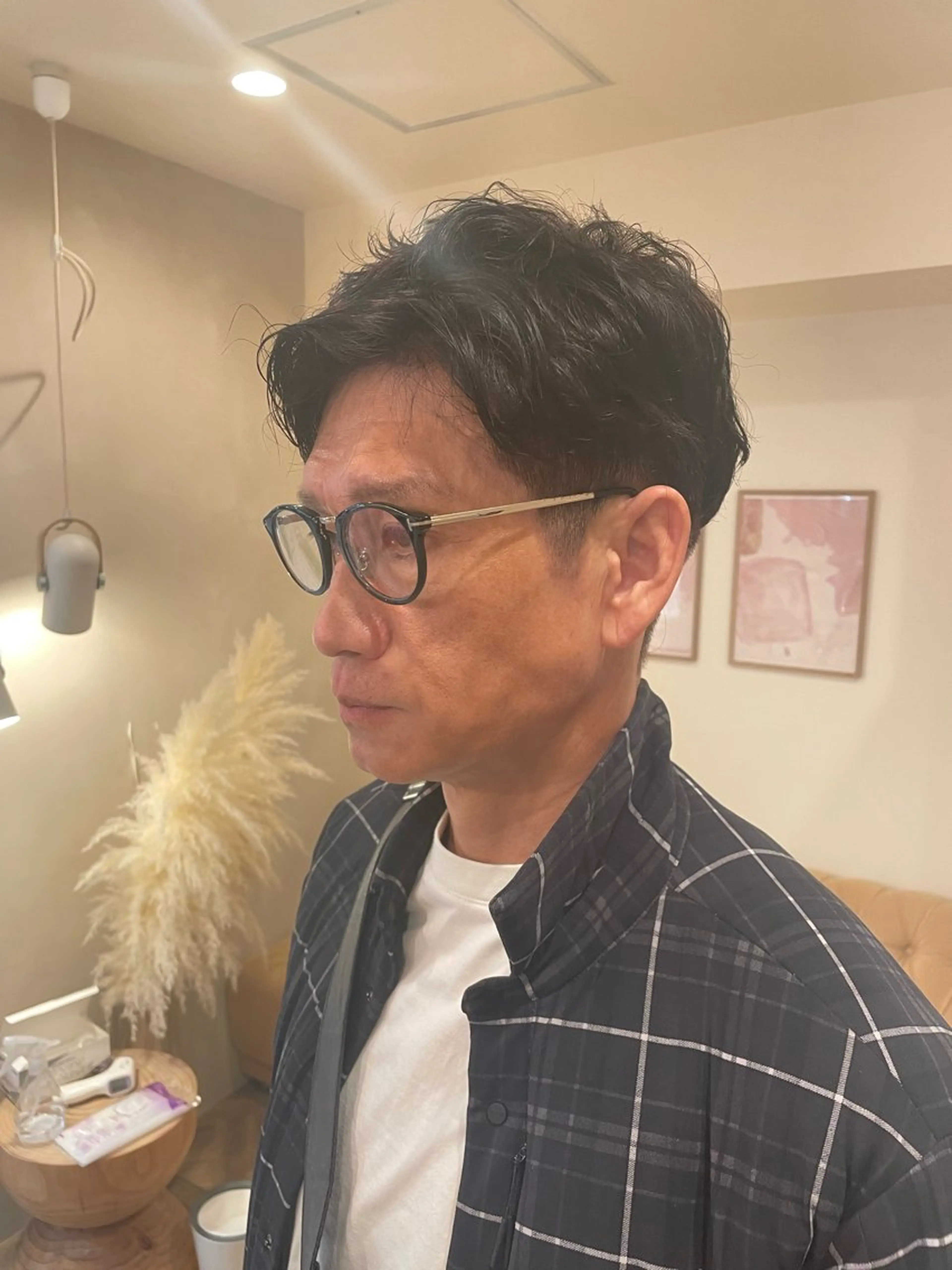 パーマ メンズ ミルクティー/レイヤ ーカット/yuriaのヘアスタイル