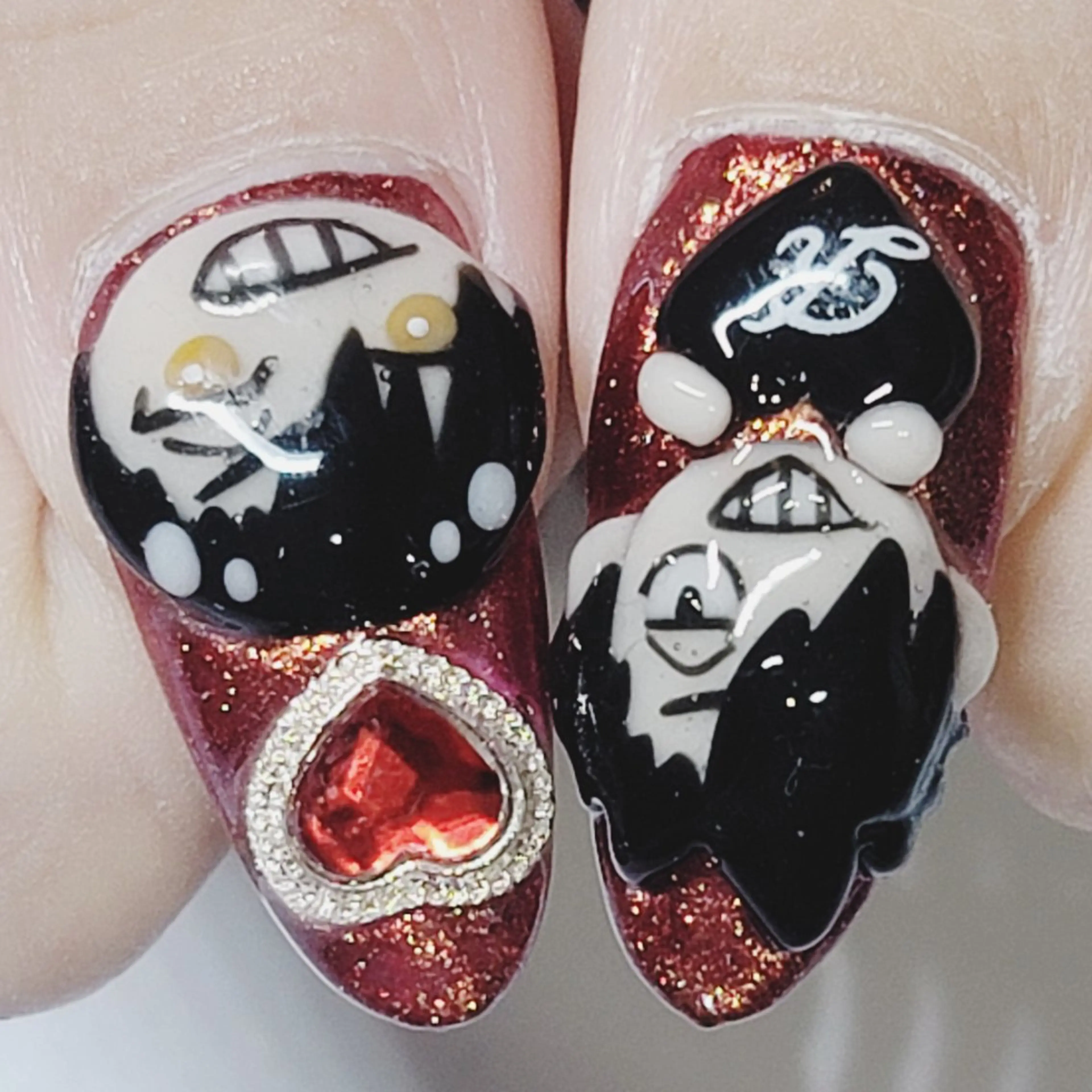 ネイル アートネイル ボルドー ラメ(グリッター) ハンドネイル よしだ ひろきのネイルデザイン