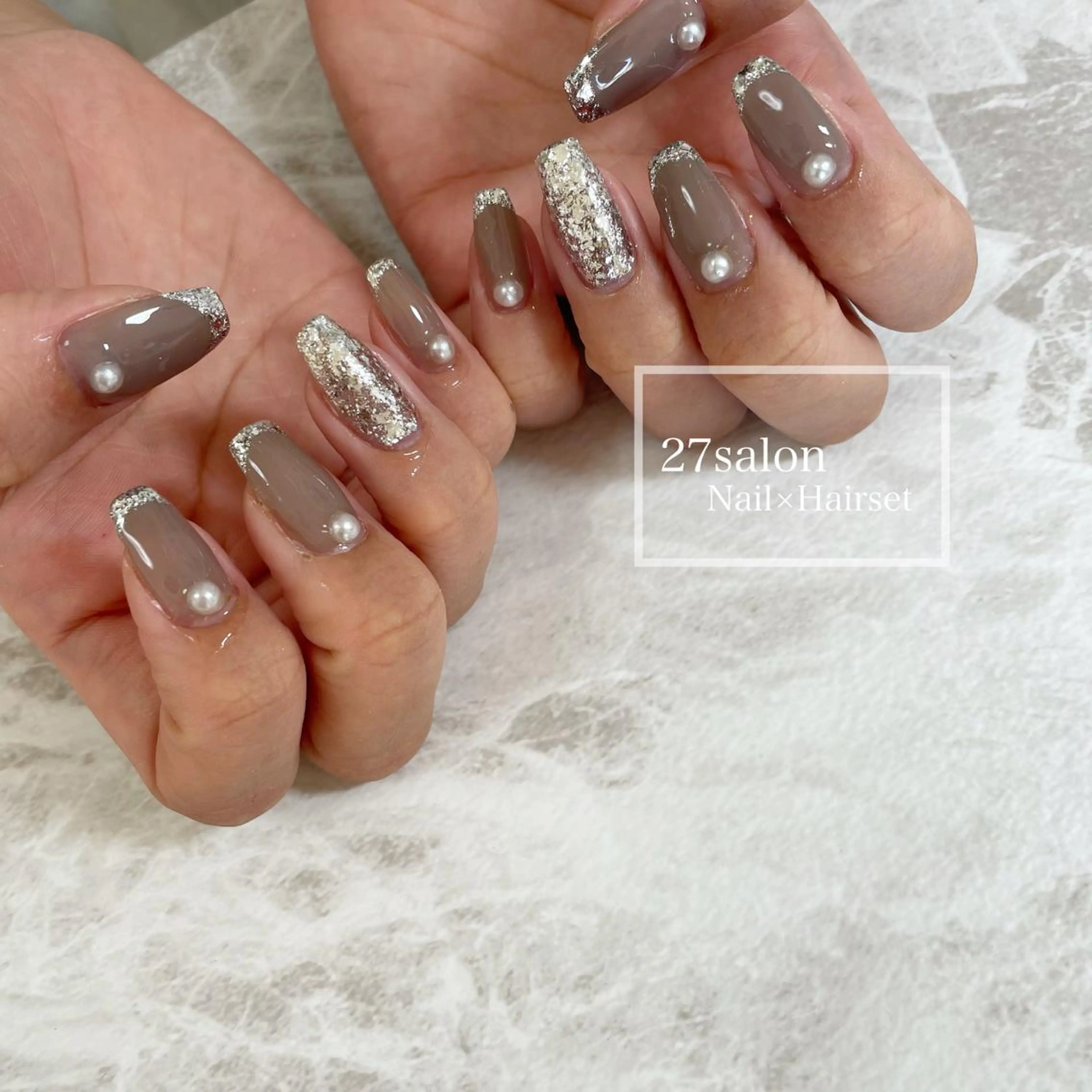 ネイル フレンチネイル ガラスフレンチ 27salon yuinaのネイルデザイン