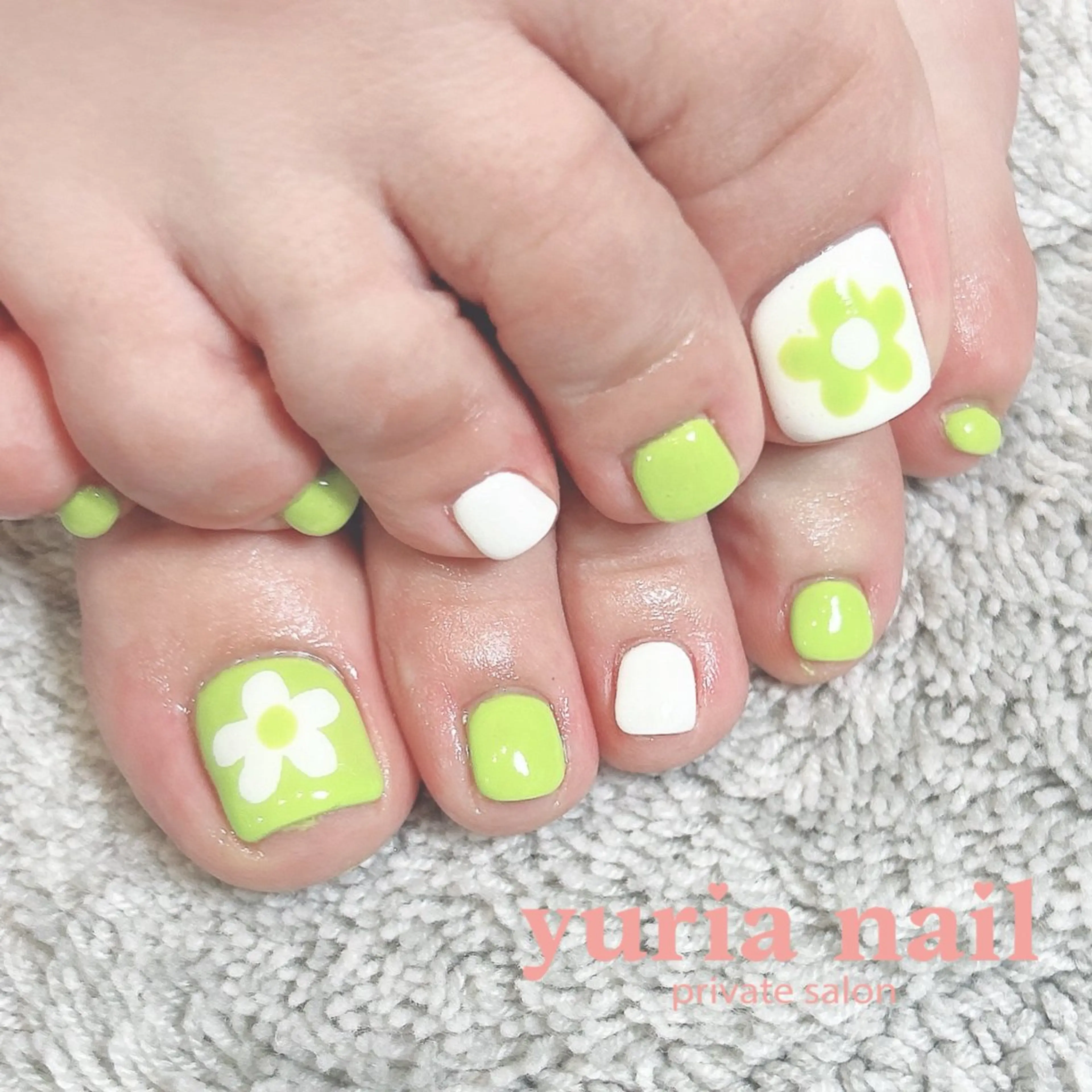 ネイル アートネイル フットネイル ジェルネイル グリーン フットネイル 小林 ゆりあのネイルデザイン