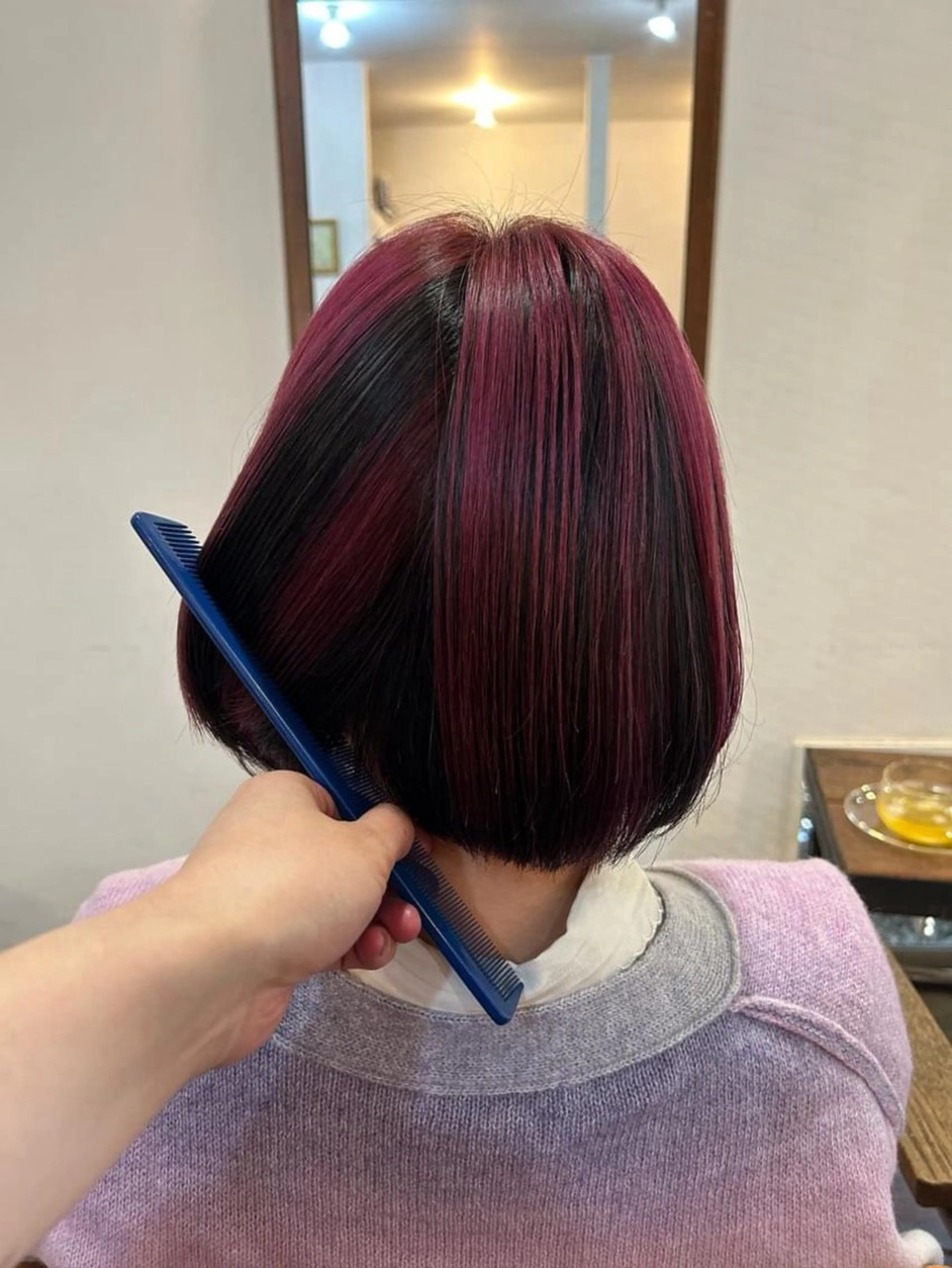 ショート カラー 黒髪 ピンクカラー ハイトーン×デザイン 🪽🫧HIKARIのヘアスタイル