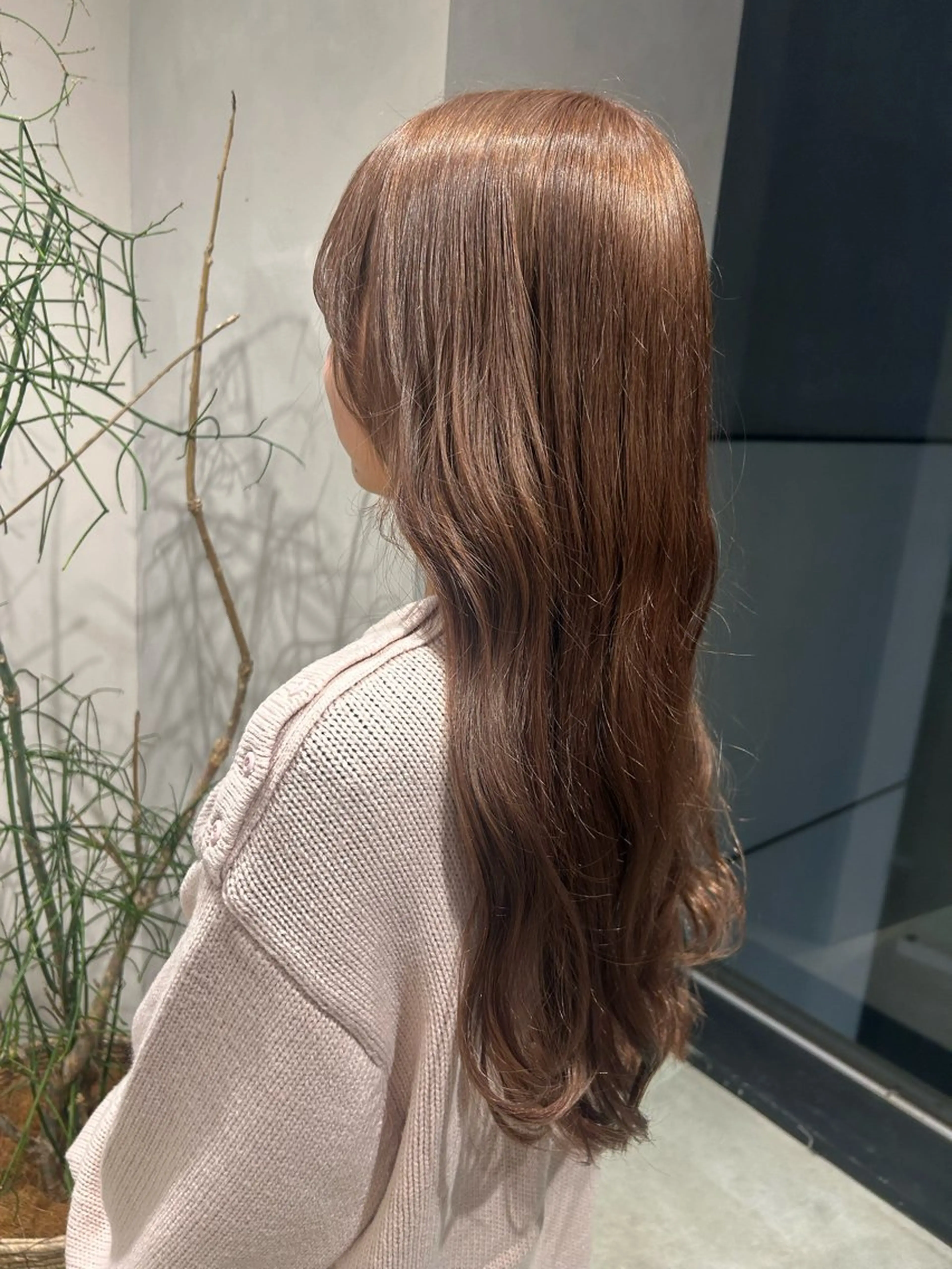 ロング カラー ベージュカラー ミルクティーベージュ ヘアカラー トリートメント ピンク/ベージュ /似合わせ/田島百華のヘアスタイル