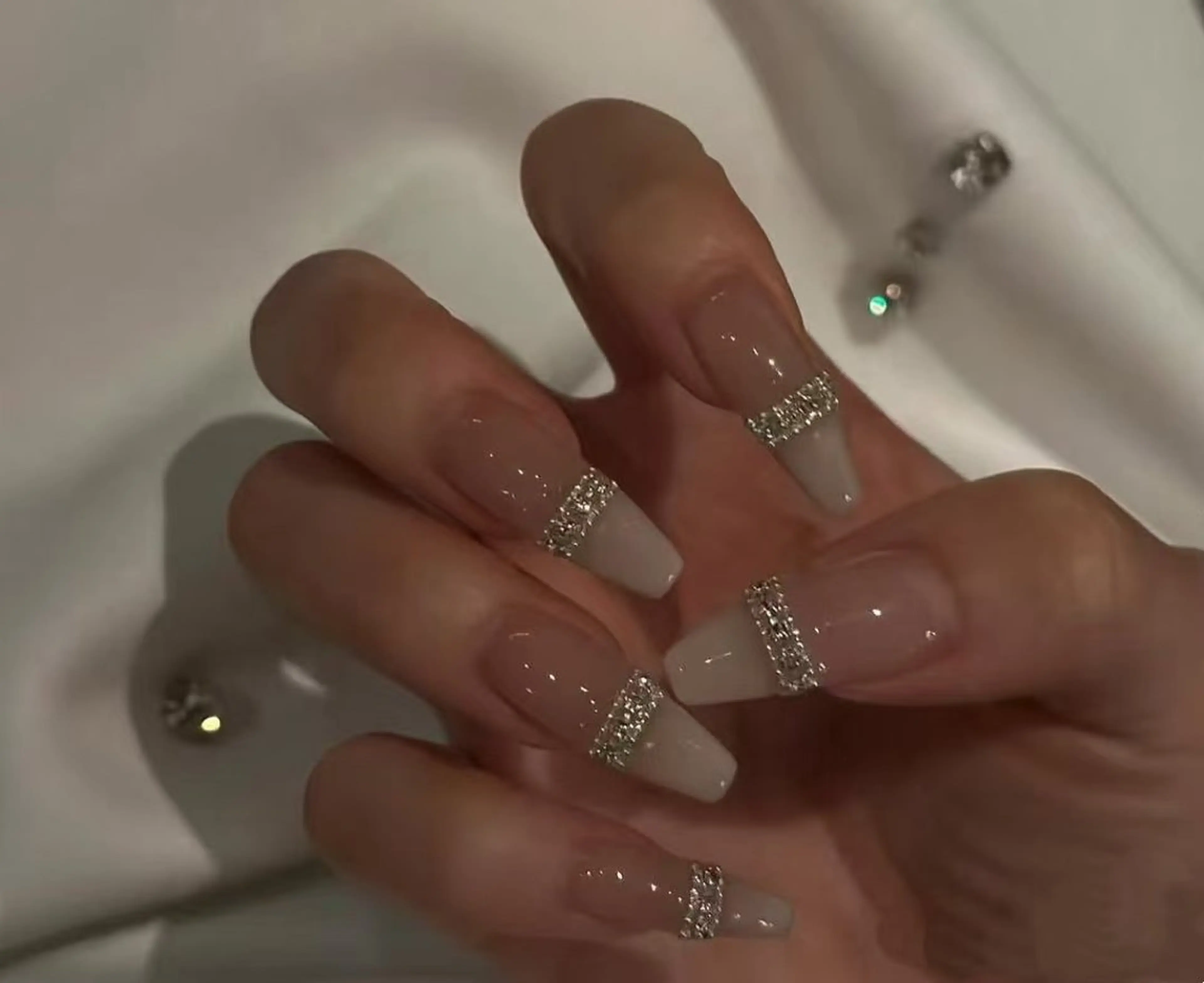 ネイル フラワーネイル フレンチネイル ジェルネイル ガラスフレンチ ハート ハンドネイル BabyYouMi ねねのネイルデザイン