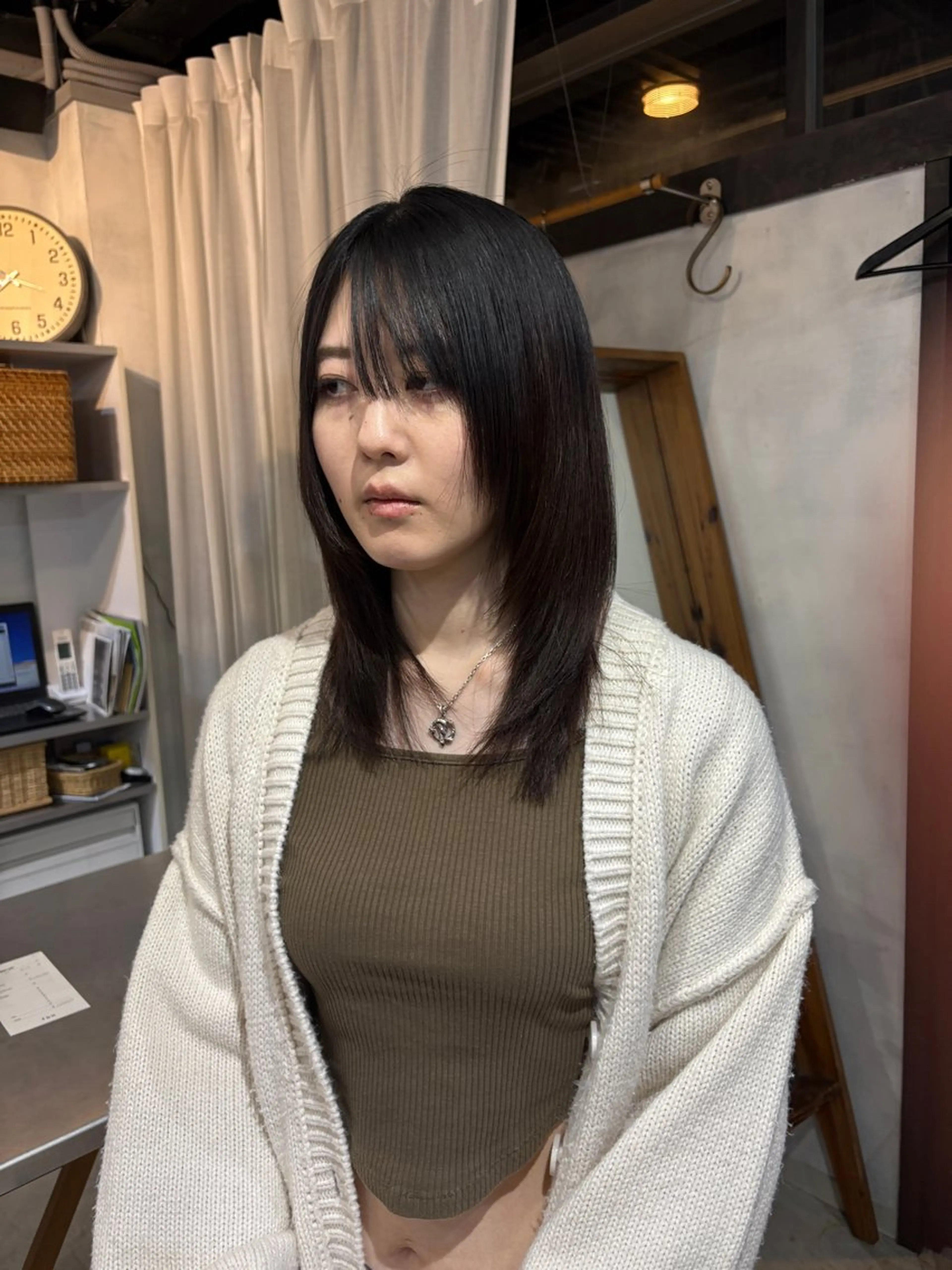 ミディアム くせ毛 縮毛矯正 京都/カラー/松野 翔のヘアスタイル