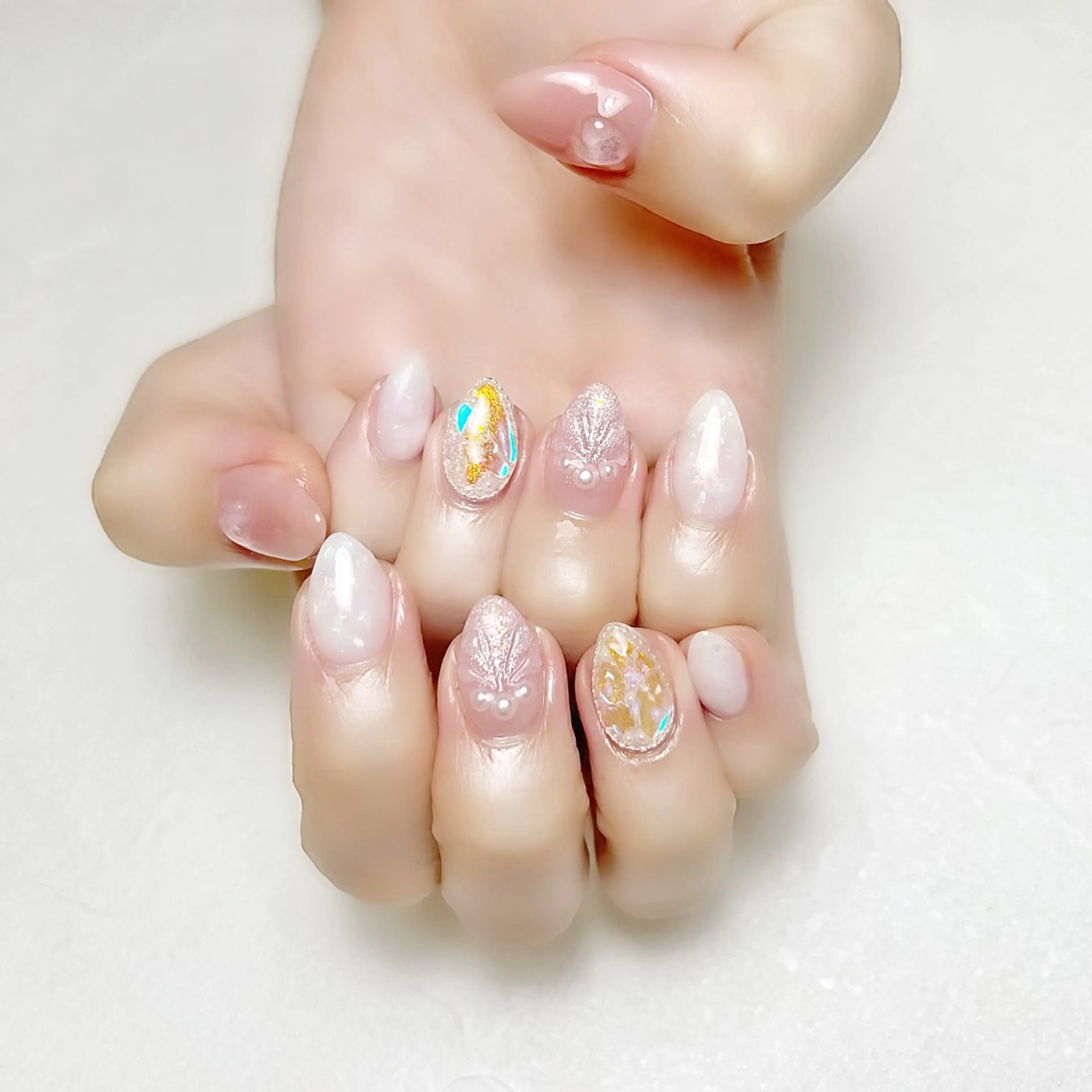 ネイル 氷ネイル・うるうるネイル ラメ(グリッター) ピンク 夏ネイル rouse nail RISATOのネイルデザイン