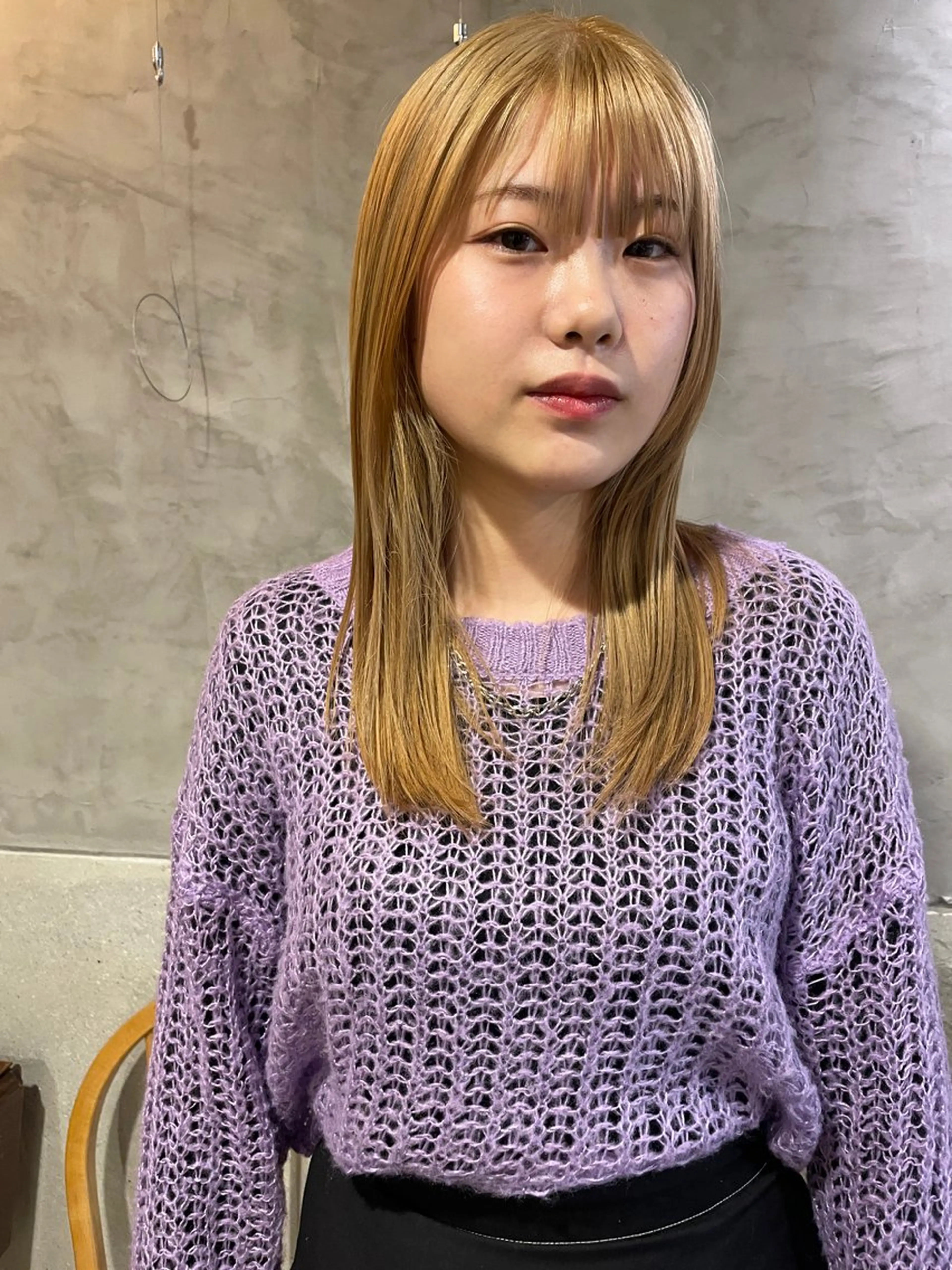 セミロング カラー ブリーチ カット ヘアカラー トリートメント さの あやねのヘアスタイル