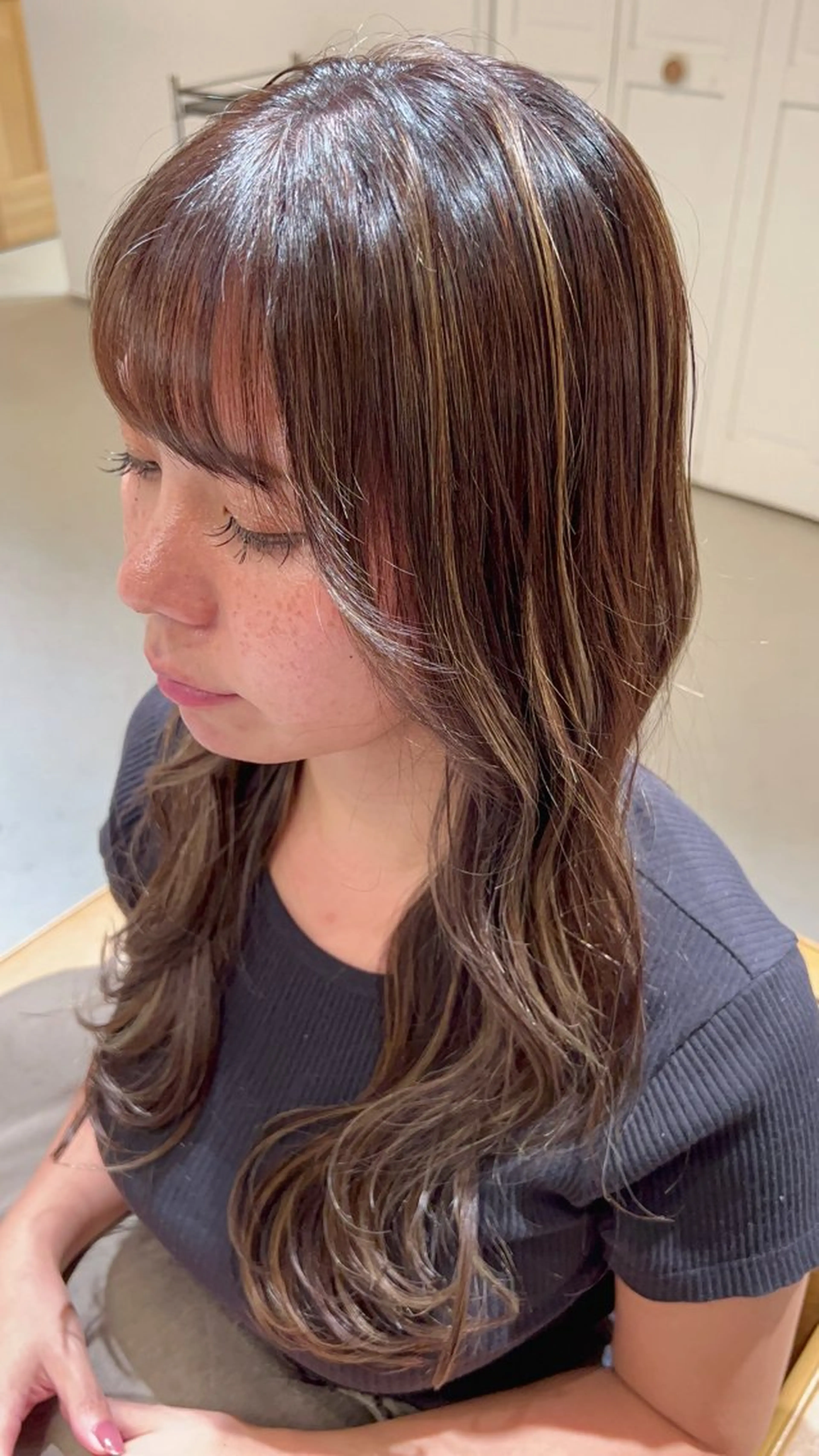 ロング カラー ショートボブ バレイヤージュ ブリーチ ケアブリーチ ダブルカラー 縮毛矯正×艶カラー /中村勇太のヘアスタイル