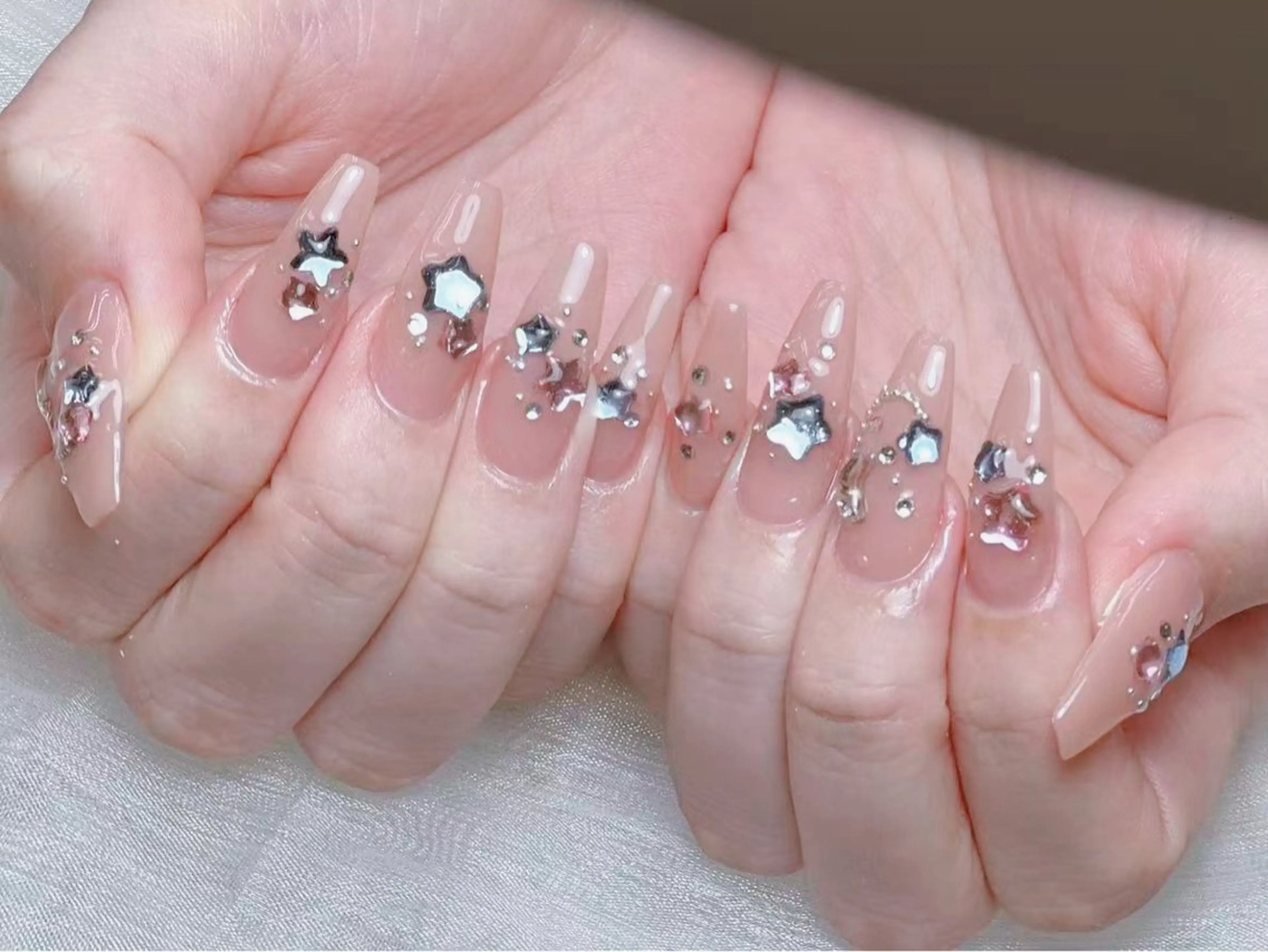 メンズ ネイル アートネイル フレンチネイル ジェルネイル ハート キラキラネイル ハンドネイル Bloom スカルプ専門店のネイルデザイン