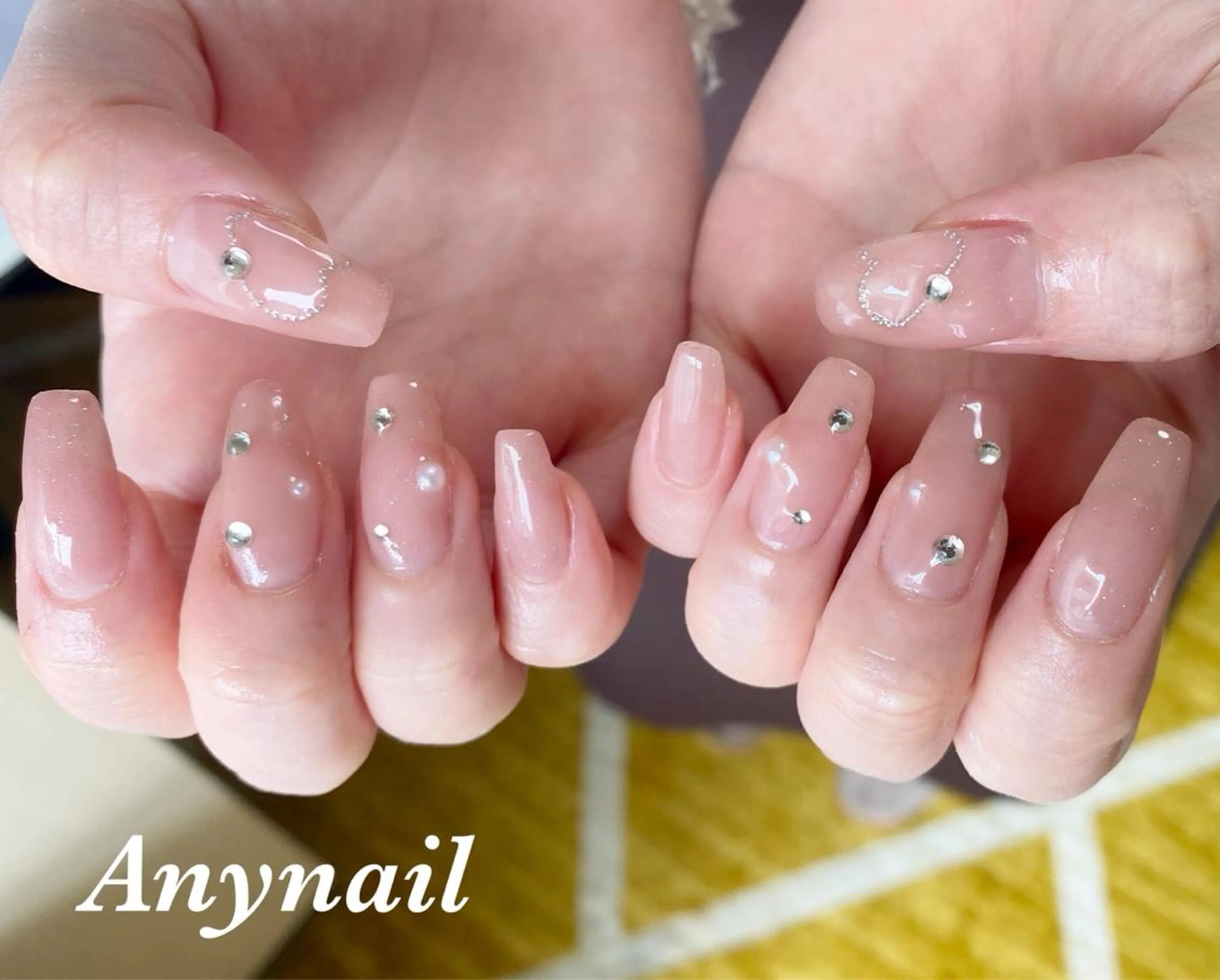 ネイル ブルー ハート オフィスネイル 春ネイル ハンドネイル 岩澤 恵子のネイルデザイン