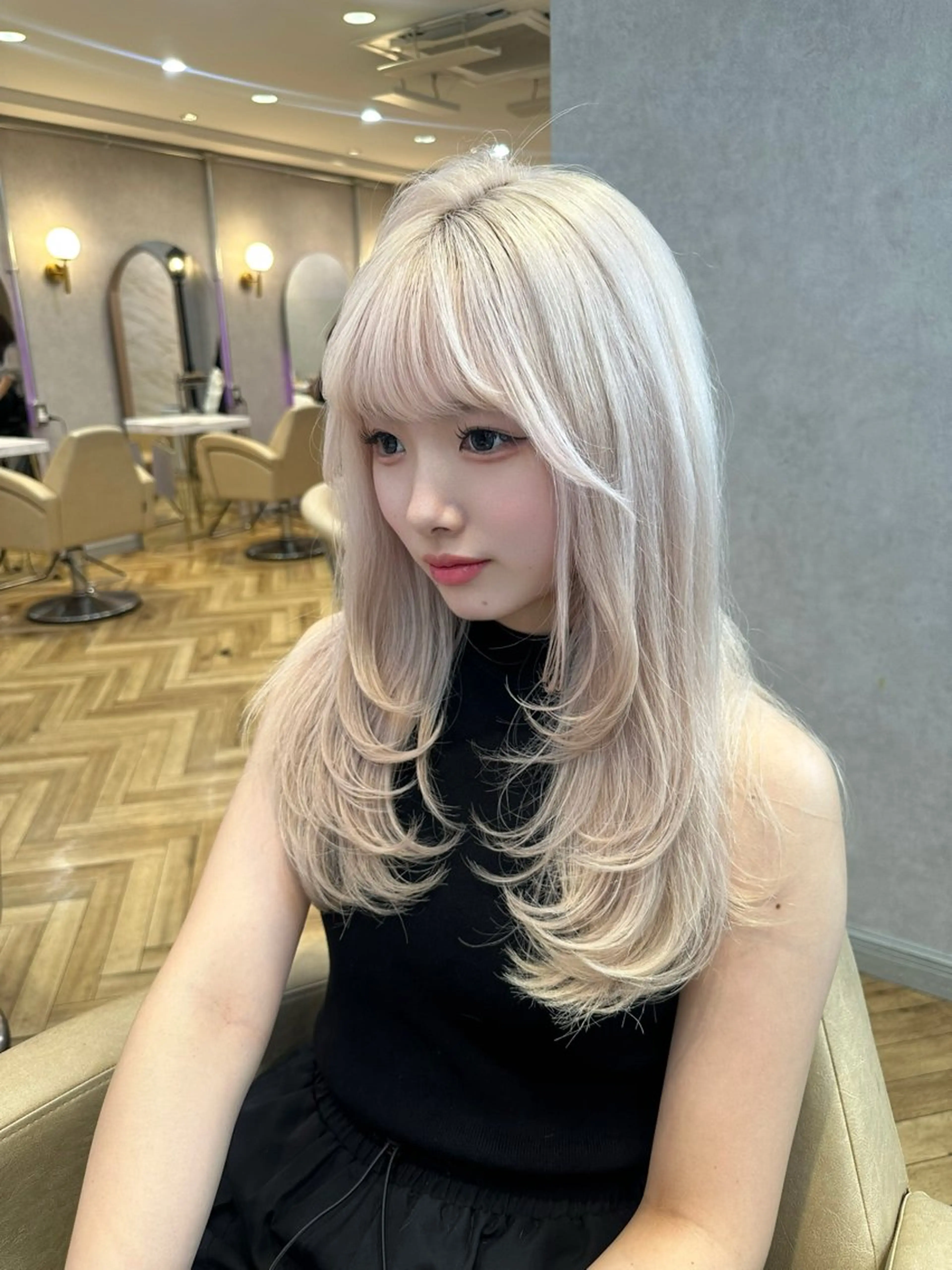 セミロング 顔まわりレイヤー 顔周りカット 韓国風ヘア レイヤーカット 小顔カット カット ヘアカラー トリートメント ヘアセット 銀座副店長/レイヤー /髪質改善/田島のヘアスタイル