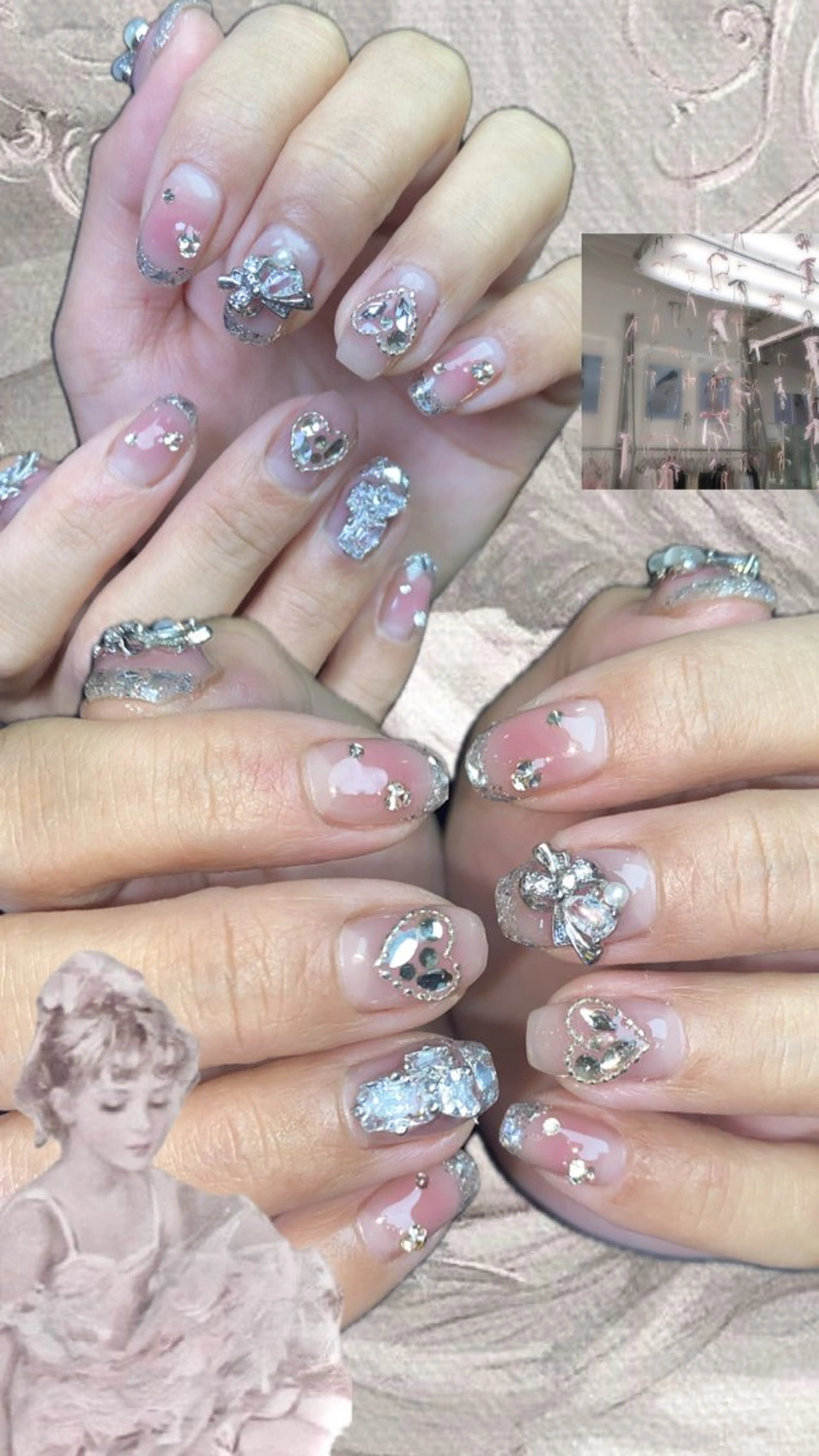 ネイル チークネイル フレンチネイル ガラスフレンチ ハンドネイル Dark Honey karinのネイルデザイン