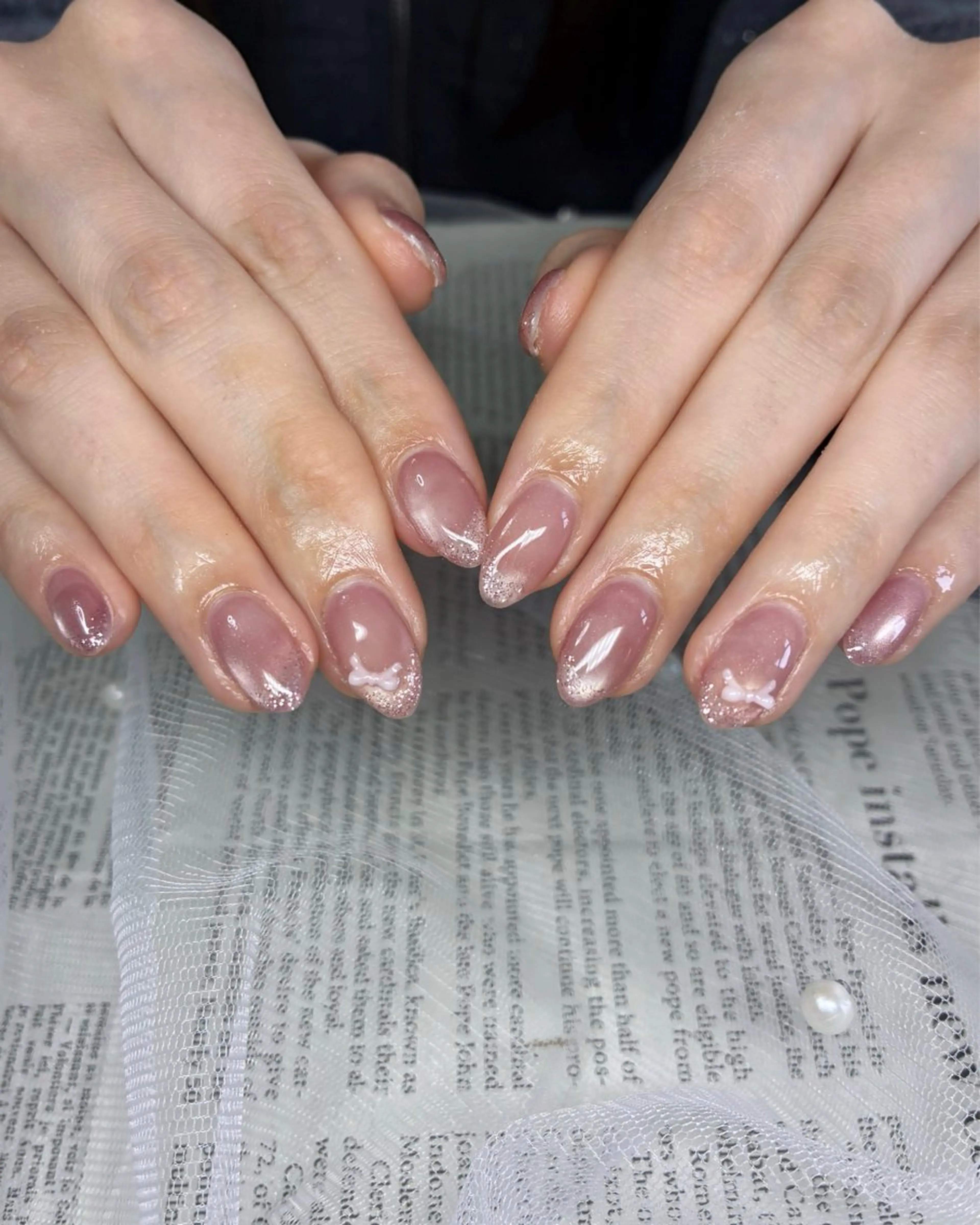 ネイル フレンチネイル ラメ(グリッター) マグネットネイル shiki_nail 🪐のネイルデザイン