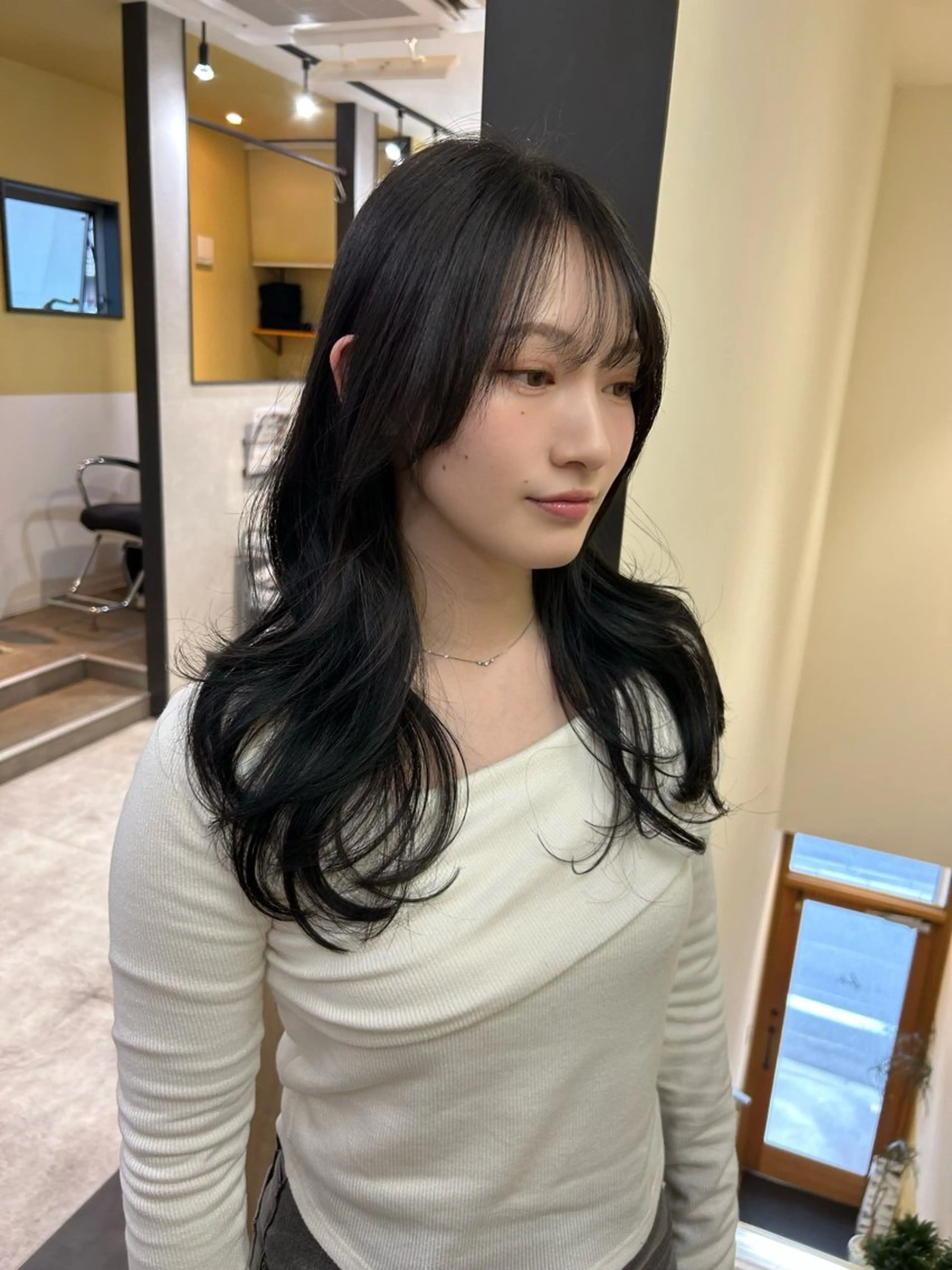 ロング カラー カット ヘアカラー トリートメント hub hair 透明感/レイヤーのヘアスタイル