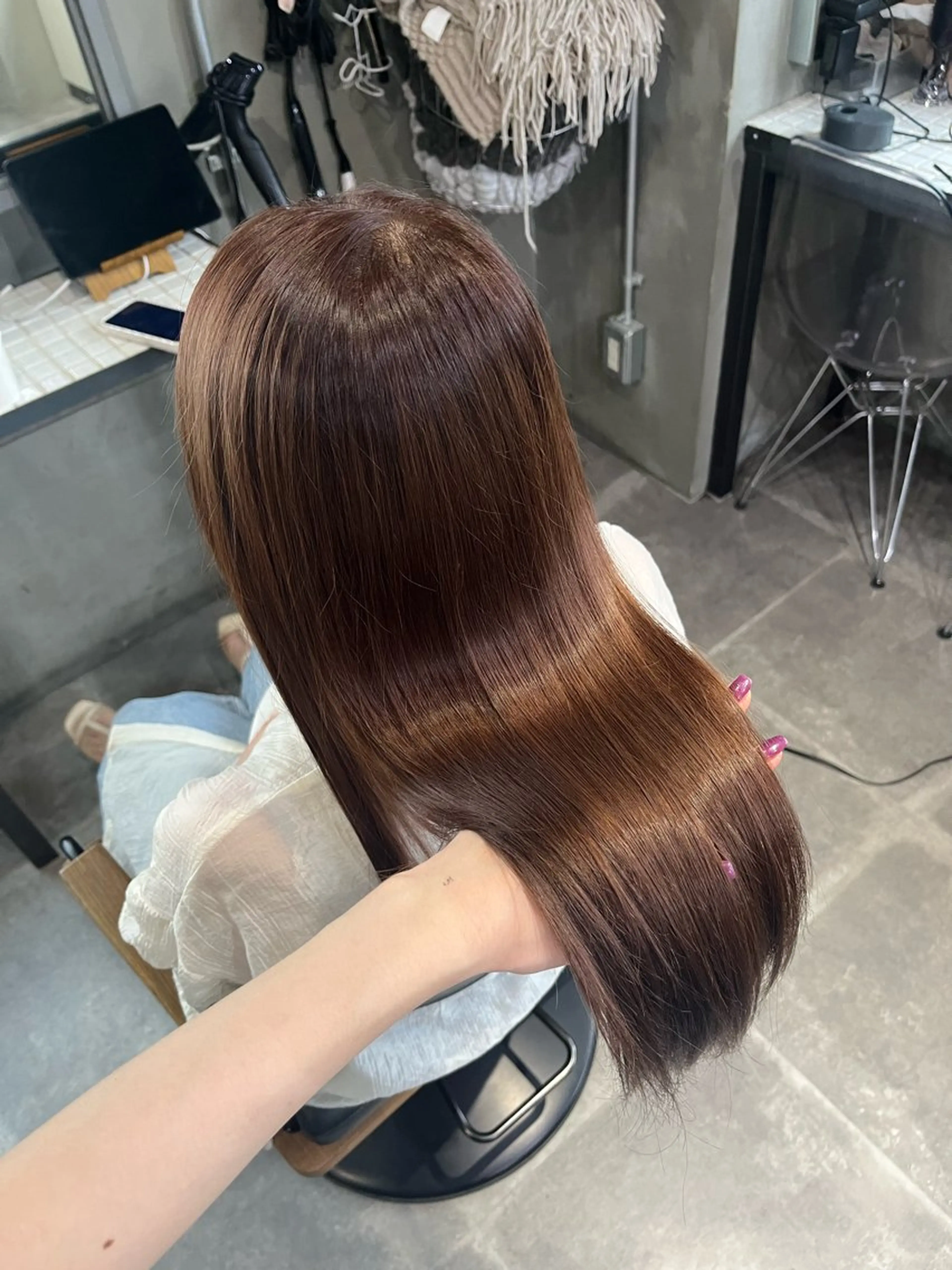 ロング カラー ブラウンカラー オレンジ オレンジブラウン ヘアカラー トリートメント 透明感♥韓国ヘア HINAのヘアスタイル