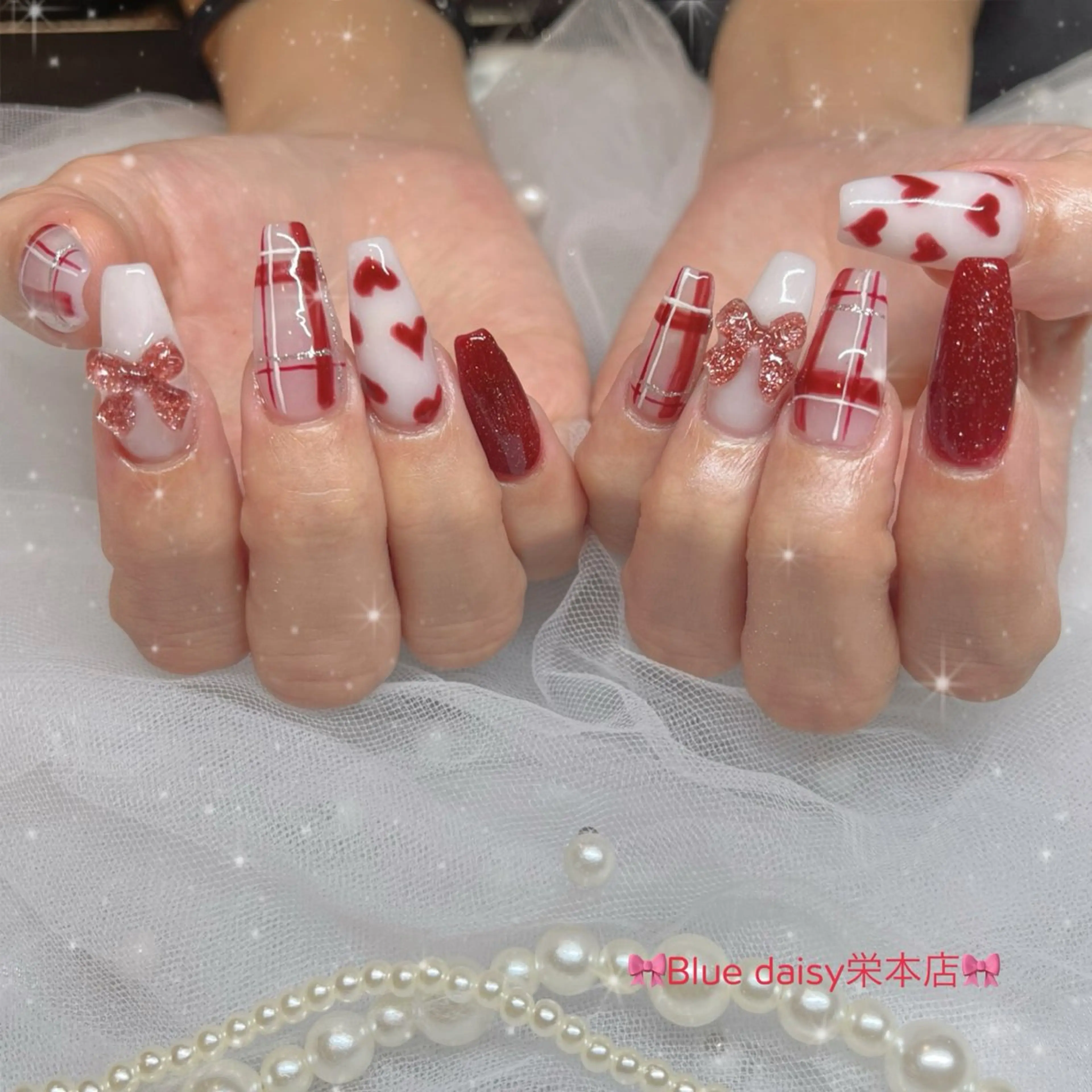 ネイル バレンタイン ハンドネイル ブルーデイジー栄本店所属・BlueDaisy 栄本店のネイルデザイン