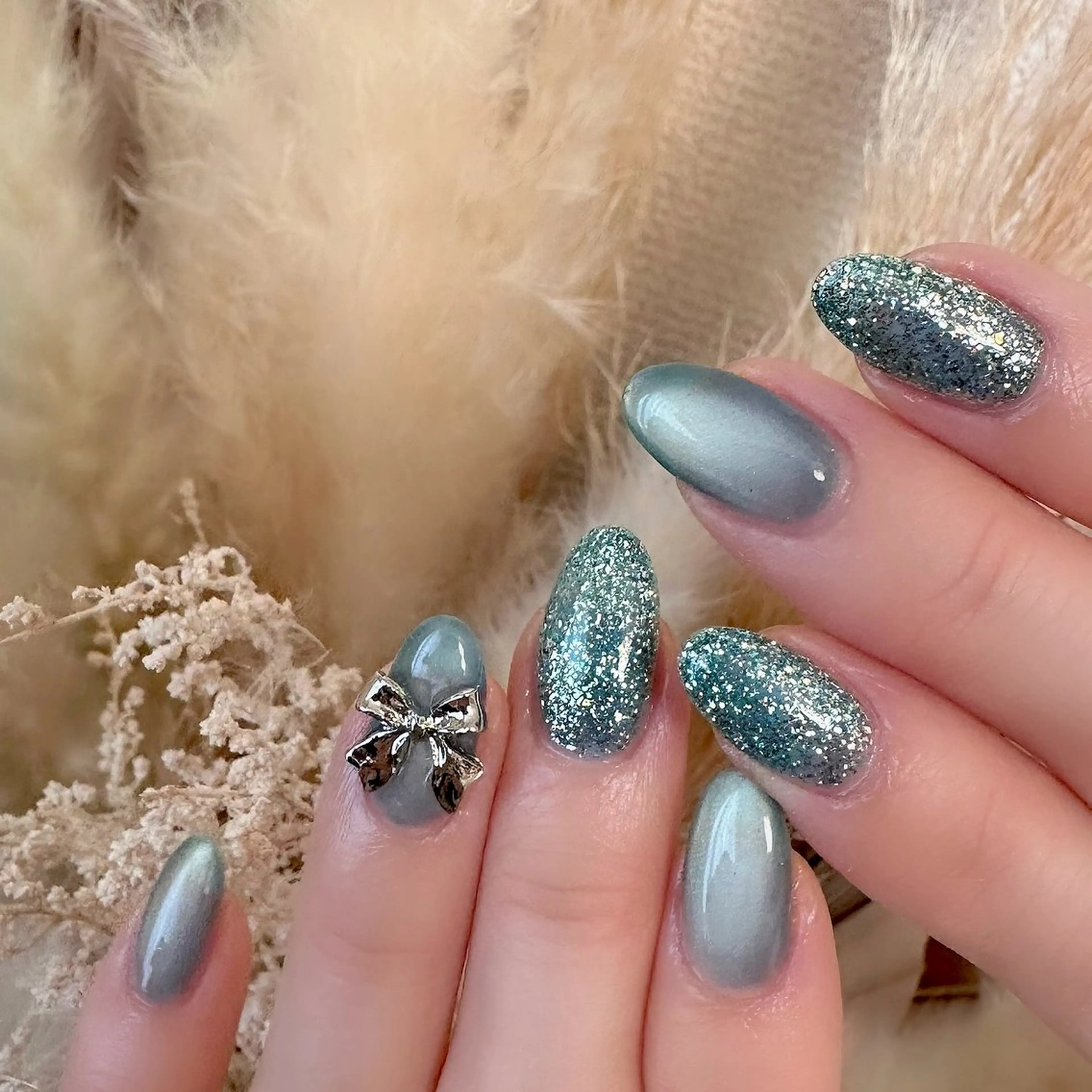 ネイル キラキラネイル マグネットネイル Home salon M nailのネイルデザイン