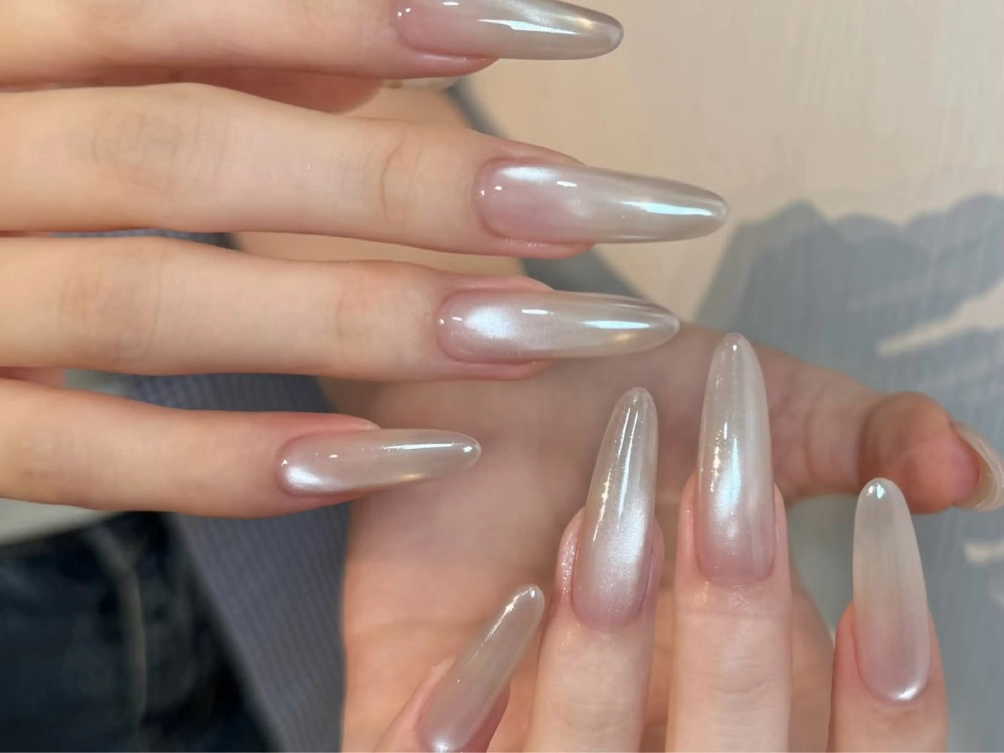 ネイル オーロラネイル チークネイル 長さ出し フットネイル フレンチネイル ハンドネイル J&C Nail Salon吉祥寺所属・YU KIのネイルデザイン