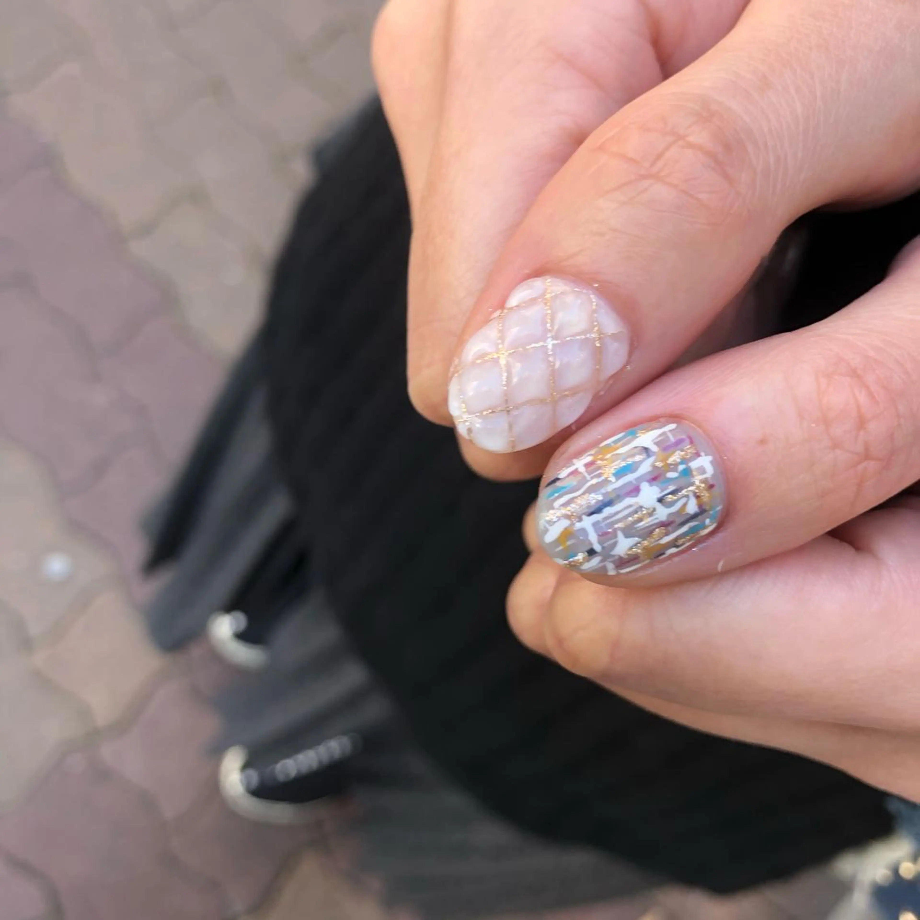 ロング カラー ヘアアレンジ キッズ ネイル マツエク・マツパ ツイードネイル 福田 加奈のネイルデザイン