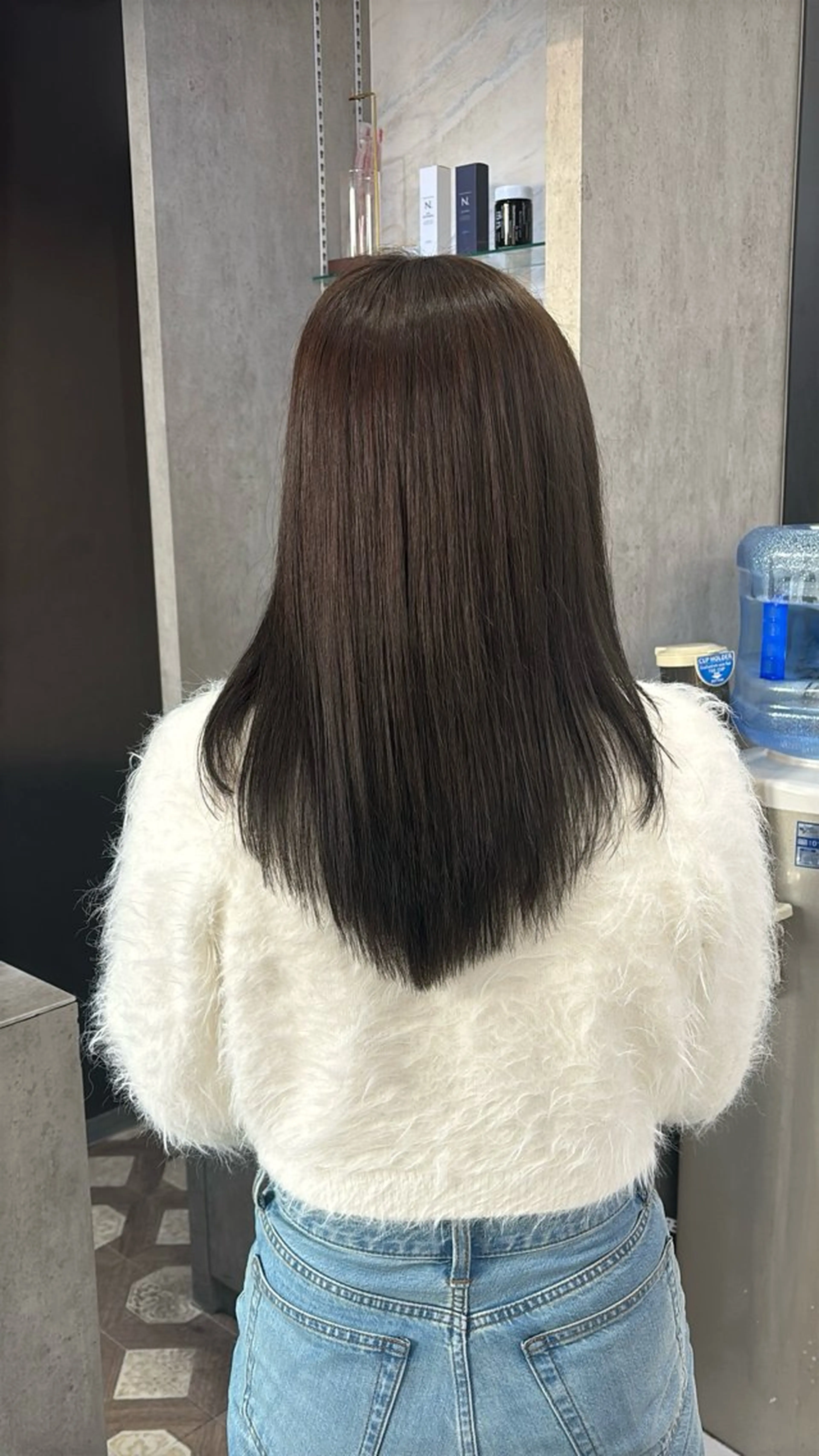 ロング カット ヘアカラー 韓国ヘア/ブリーチ無 しWカラー/オリーブのヘアスタイル