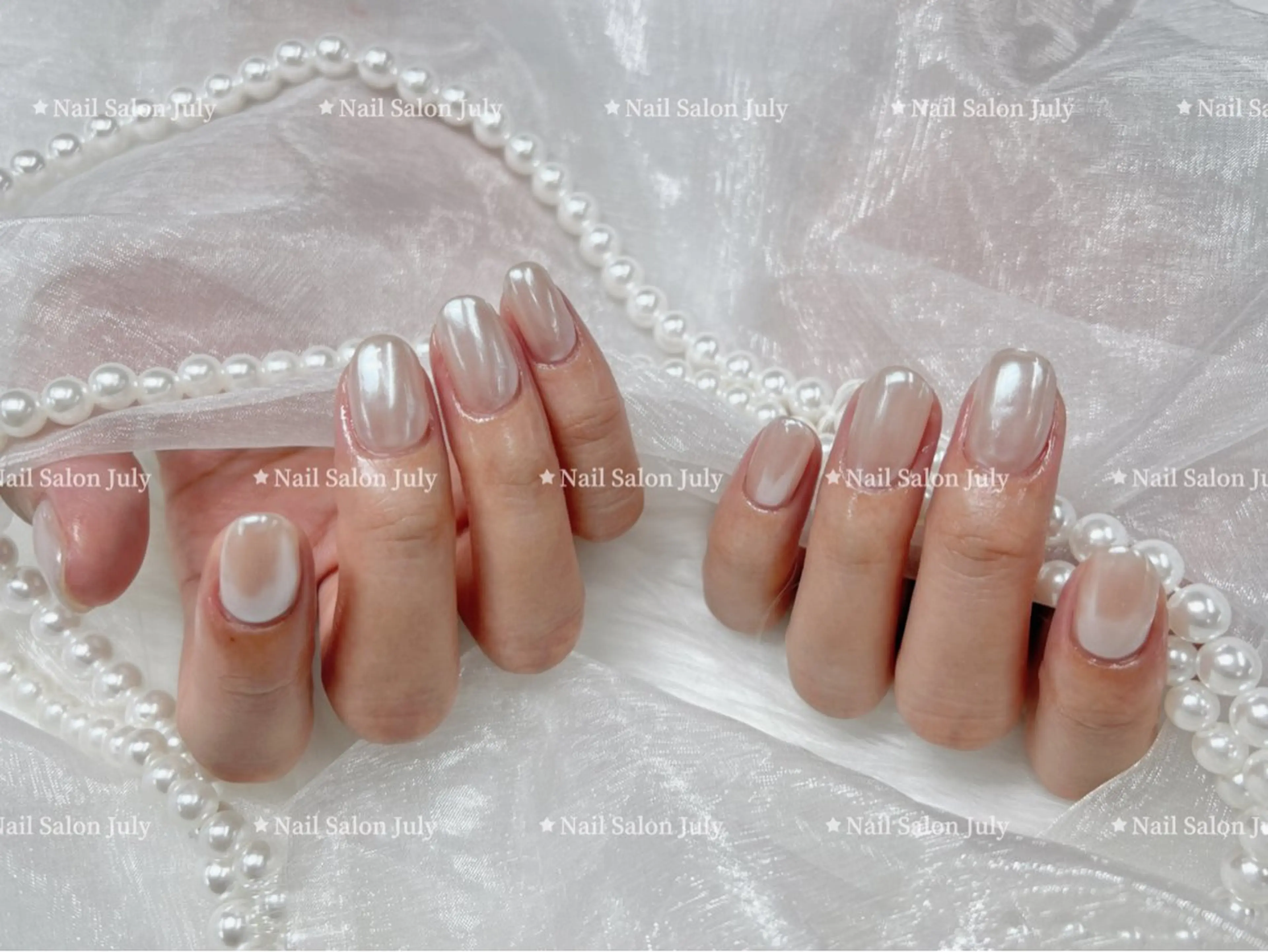 ネイル アートネイル オーロラネイル ジェルネイル ガーリー キラキラネイル ハンドネイル July Salonのネイルデザイン