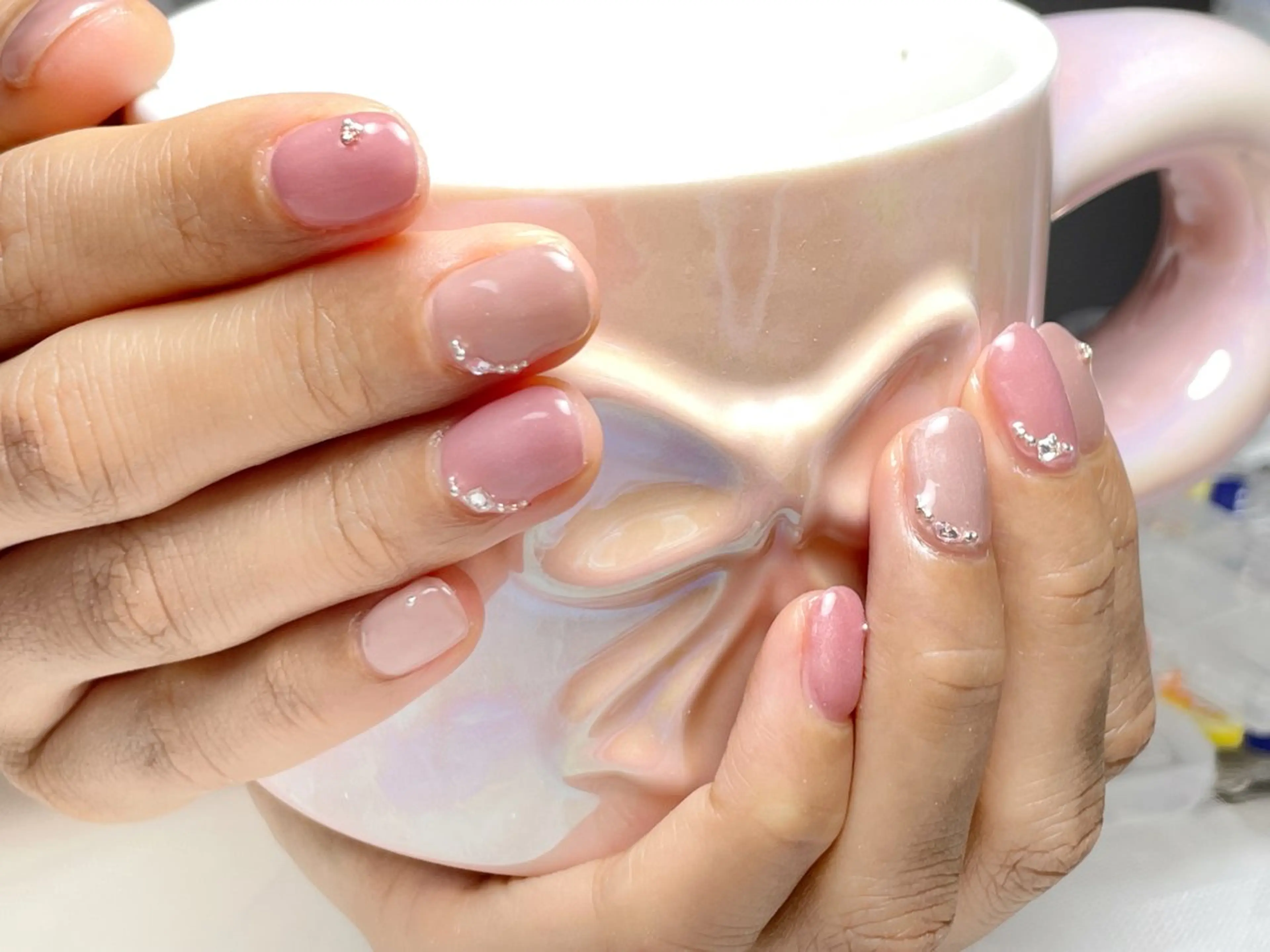 ネイル ブルー フレンチネイル マグネットネイル ニュアンスネイル オフィスネイル Mnail _KKのネイルデザイン